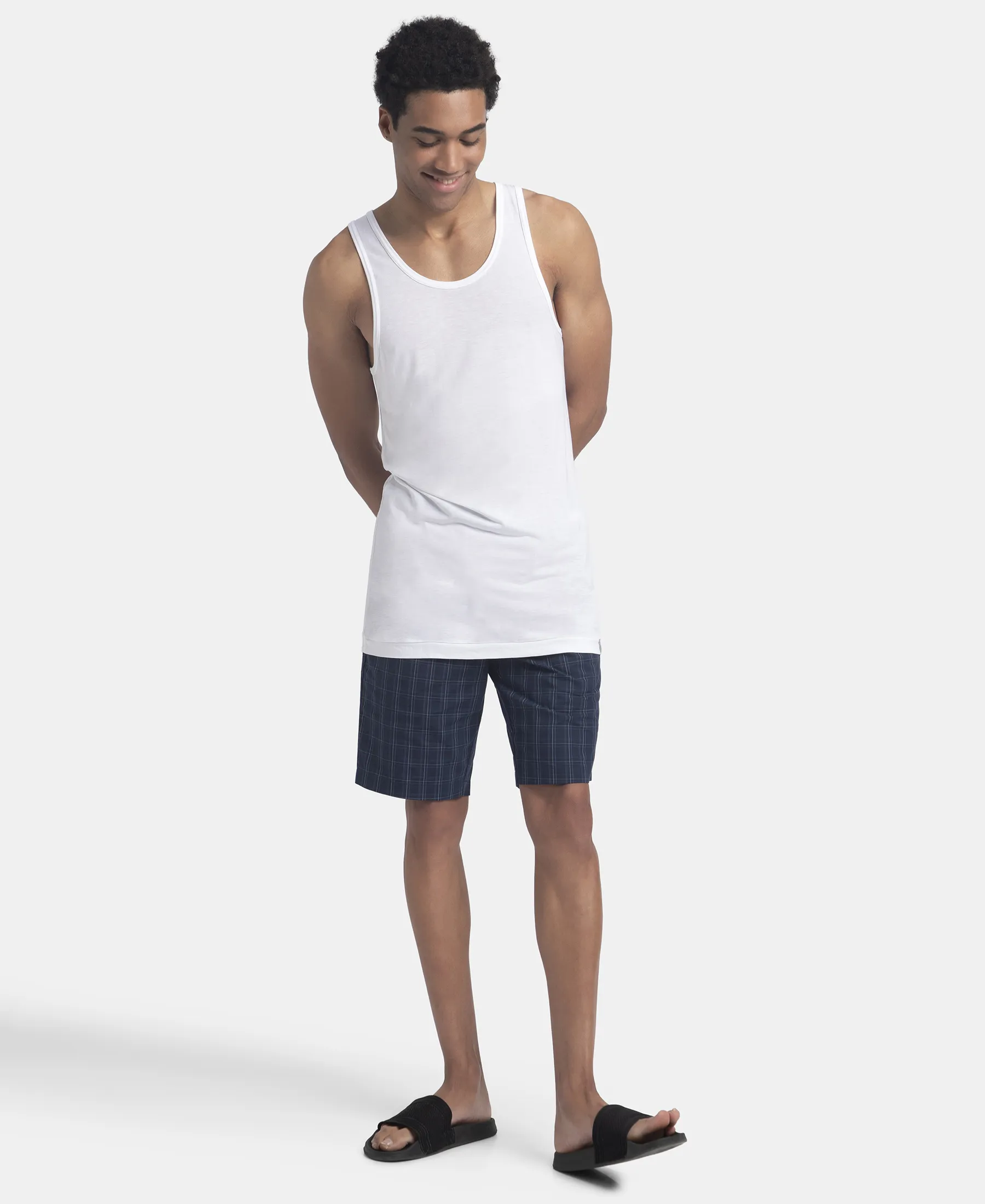 Bamboo And Tencel Modal Blend Sleeveless Vest With Extended Length - White - Image 4