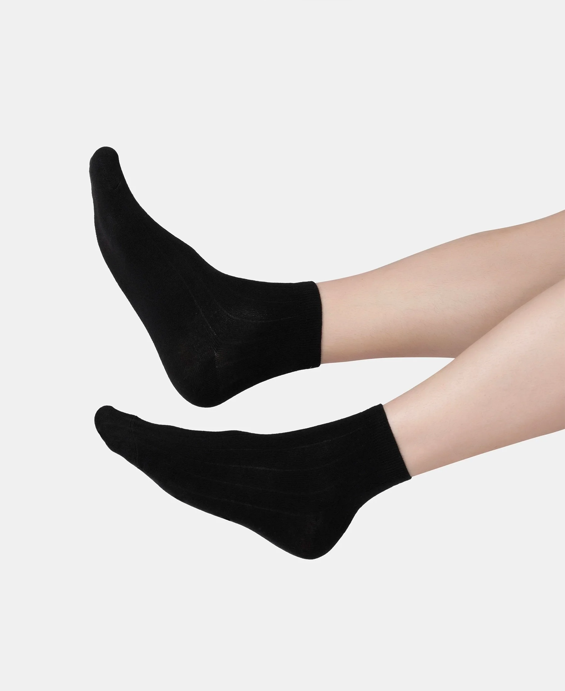 Bamboo Fiber 4 Way Stretch Ankle Length Socks With Stayfresh Treatment - Black - Image 6