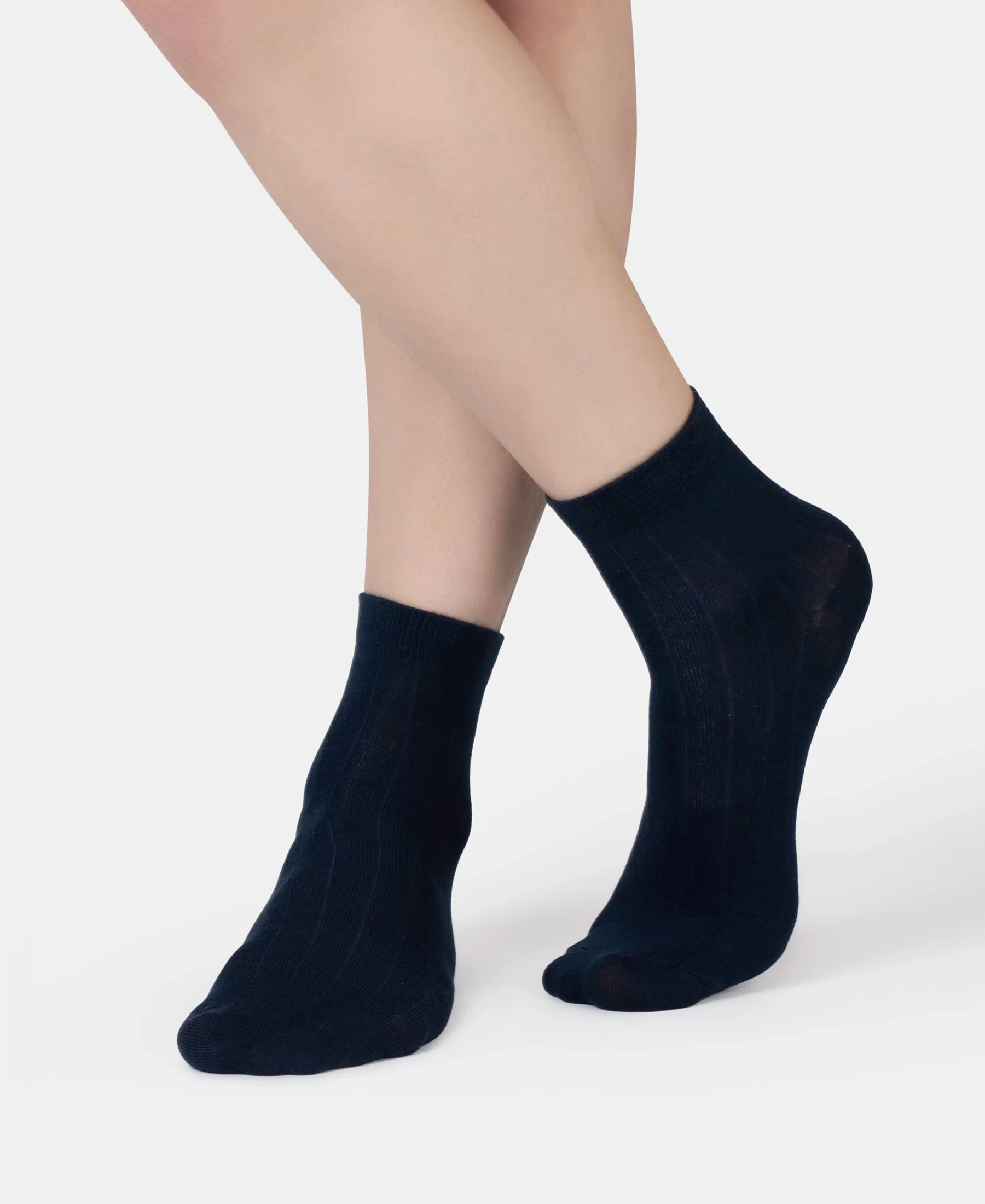 Bamboo Fiber 4 Way Stretch Ankle Length Socks With Stayfresh Treatment - Navy - Image 5