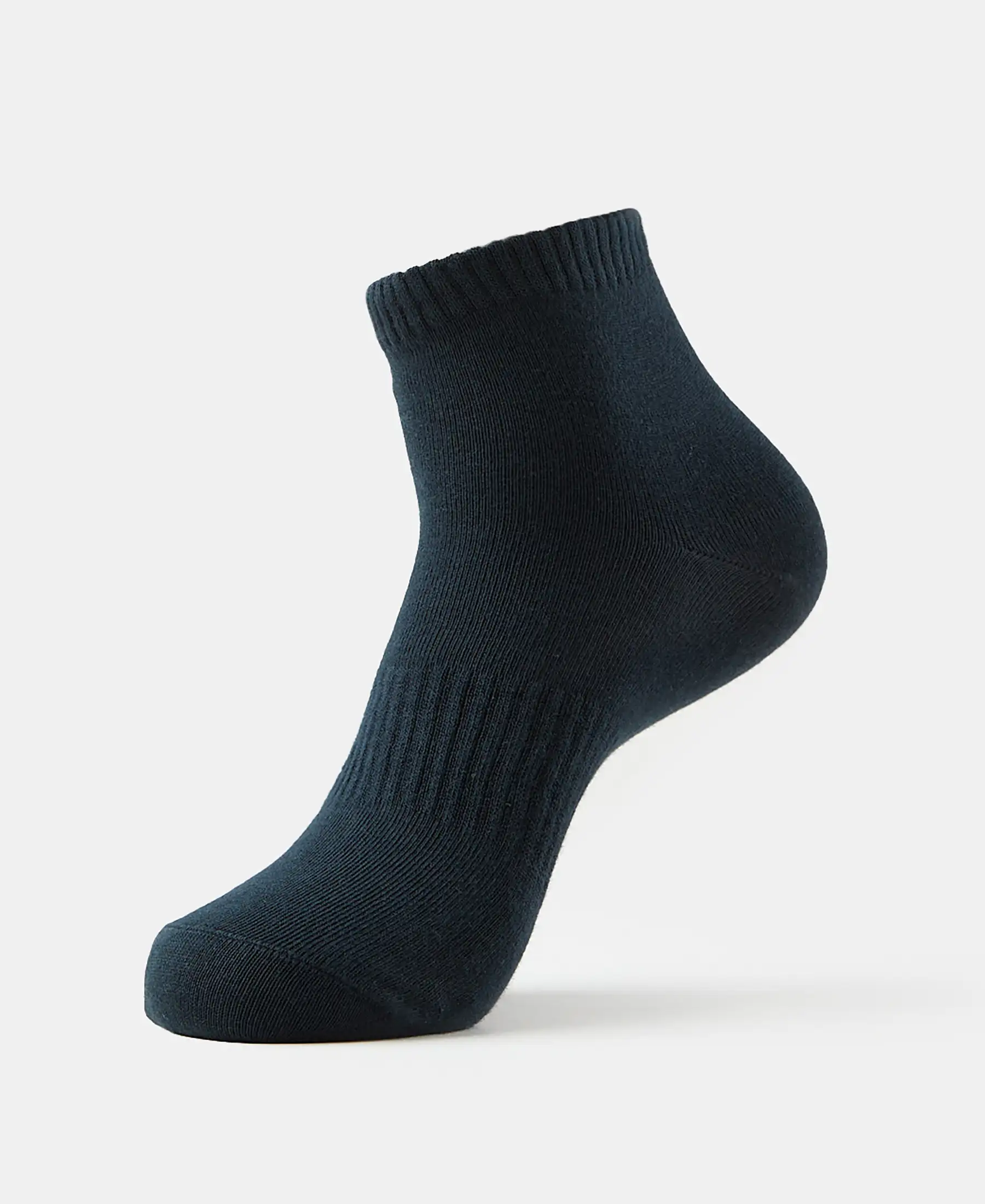 Compact Cotton Elastane Stretch Ankle Length Socks With StayFresh Treatment - Black - Image 5