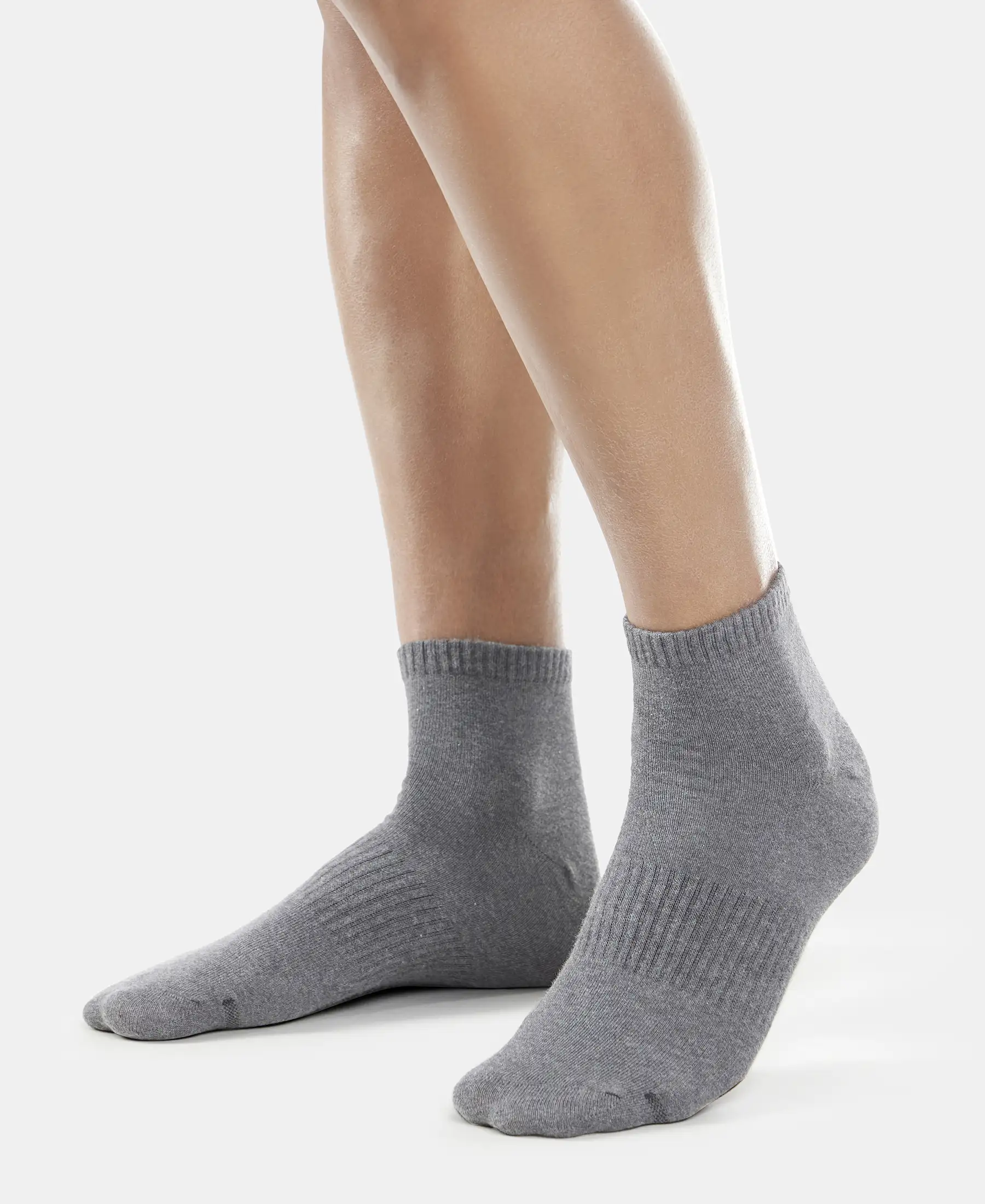 Compact Cotton Elastane Stretch Ankle Length Socks With StayFresh Treatment - Black & Charcoal Melange (Pack of 2) - Image 10