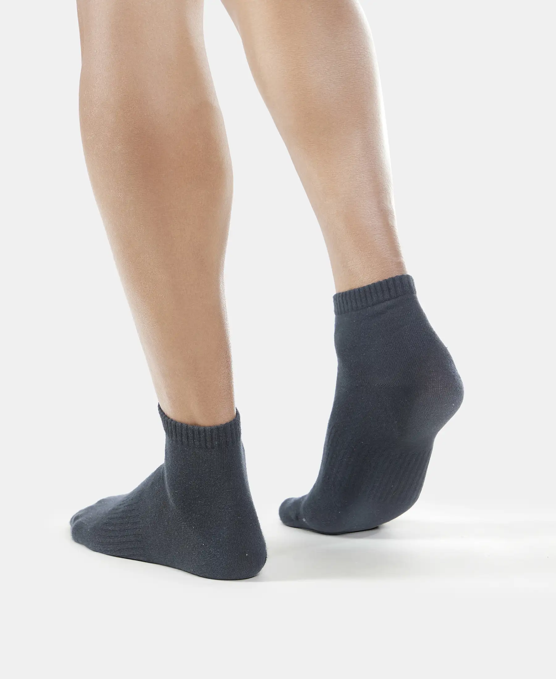 Compact Cotton Elastane Stretch Ankle Length Socks With StayFresh Treatment - Black & Charcoal Melange (Pack of 2) - Image 4