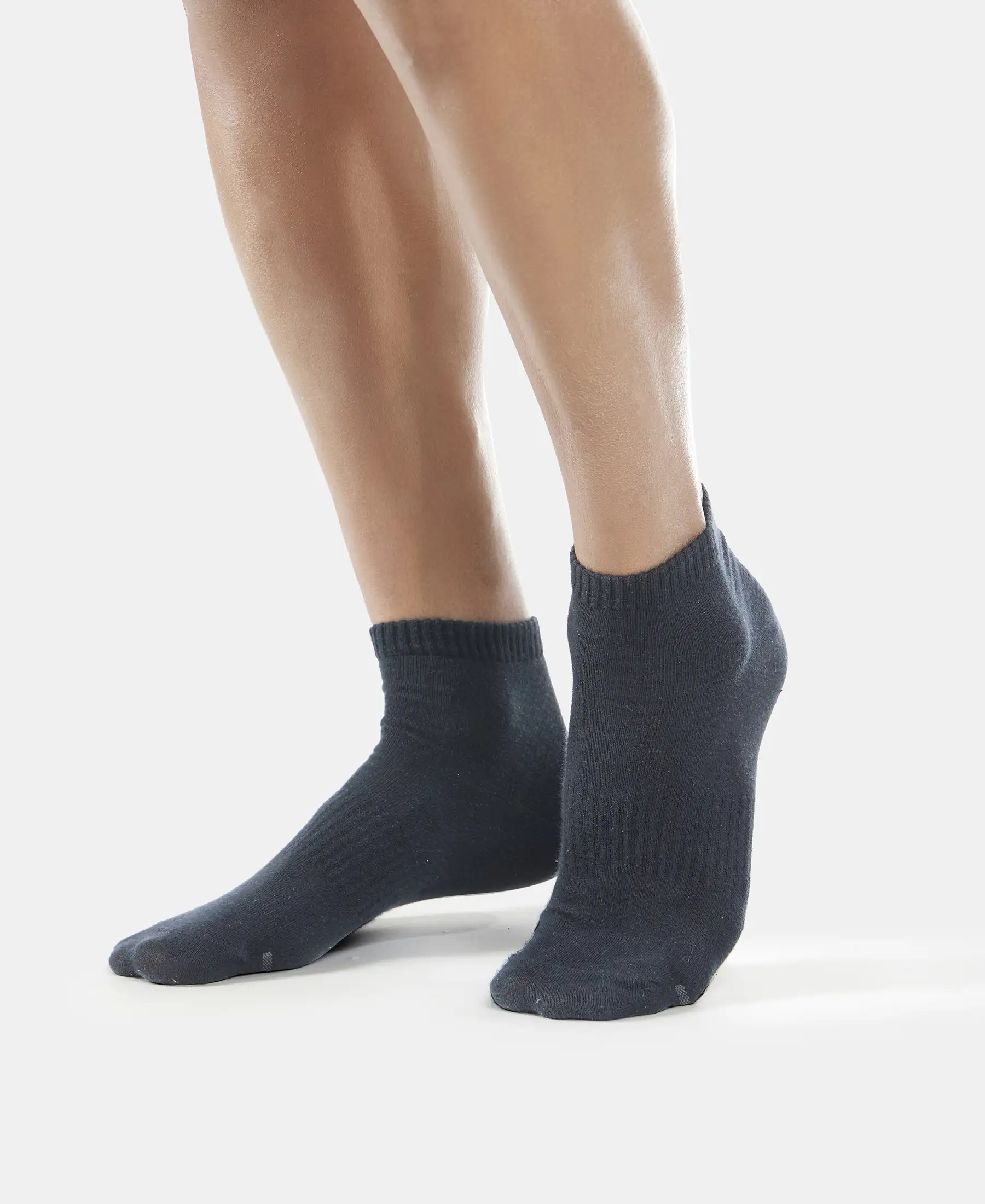 Compact Cotton Elastane Stretch Ankle Length Socks With StayFresh Treatment - Black & Charcoal Melange (Pack of 2) - Image 6