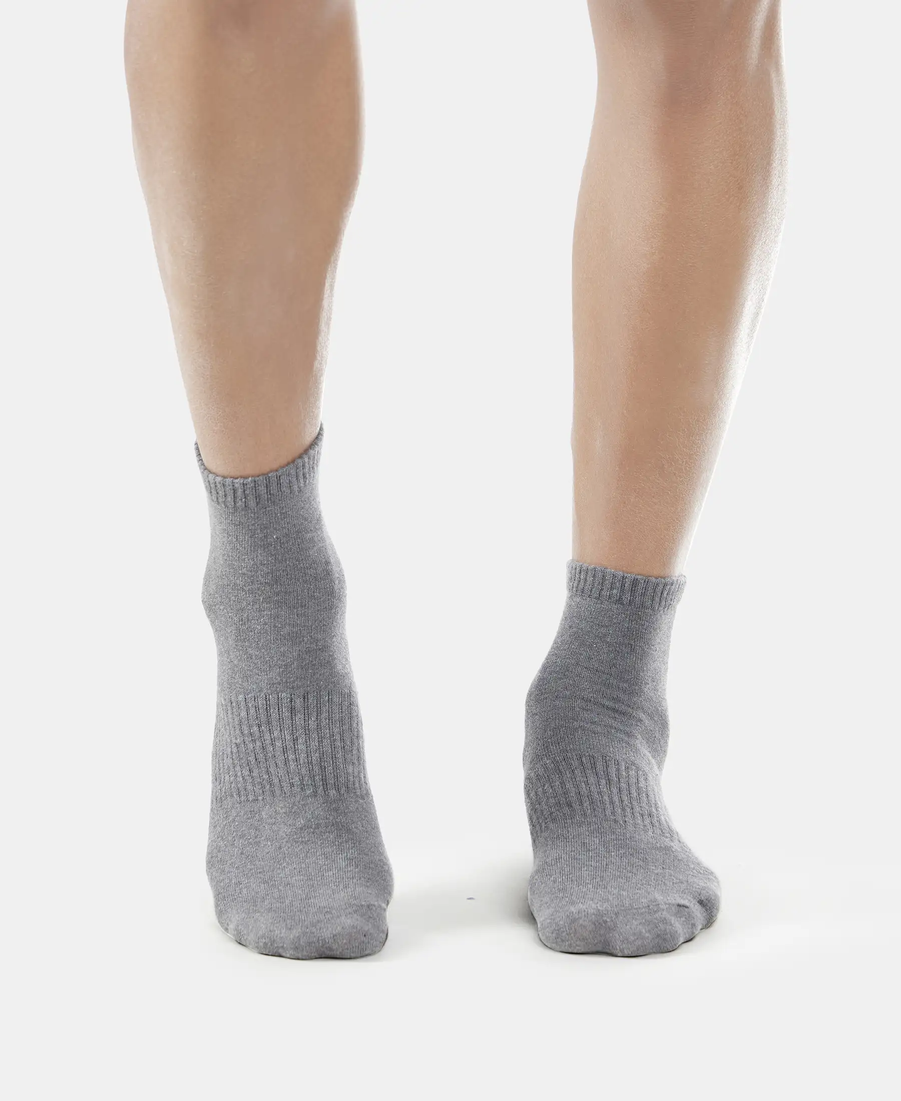 Compact Cotton Elastane Stretch Ankle Length Socks With StayFresh Treatment - Black & Charcoal Melange (Pack of 2) - Image 7