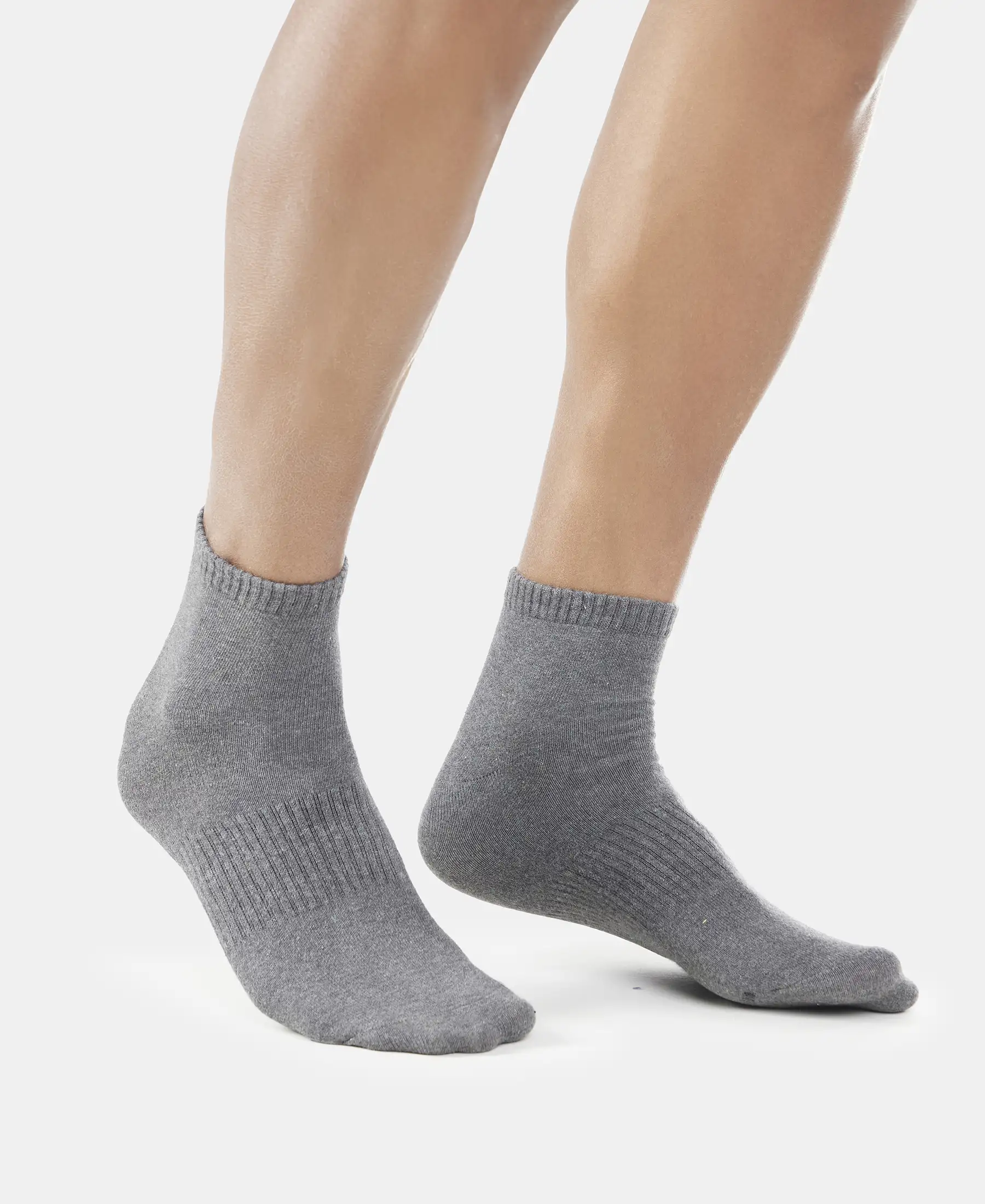 Compact Cotton Elastane Stretch Ankle Length Socks With StayFresh Treatment - Black & Charcoal Melange (Pack of 2) - Image 8
