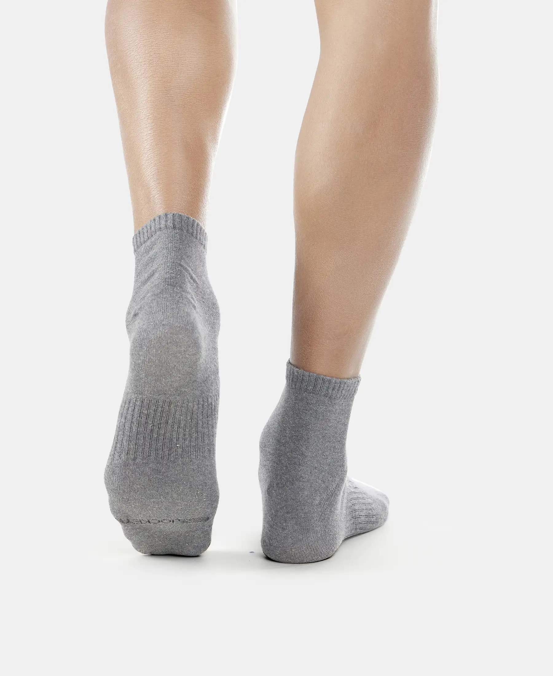 Compact Cotton Elastane Stretch Ankle Length Socks With StayFresh Treatment - Black & Charcoal Melange (Pack of 2) - Image 9