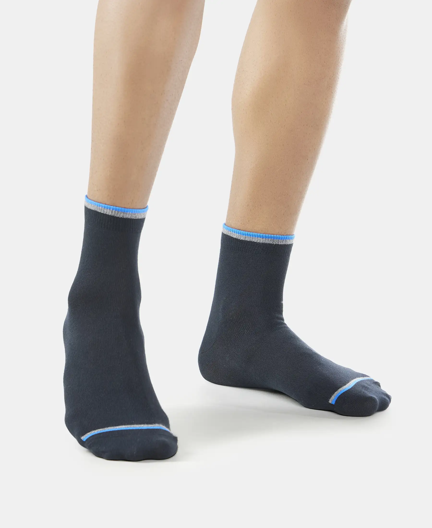 Compact Cotton Elastane Stretch Ankle Length Socks With StayFresh Treatment - Black (Pack of 2) - Image 6