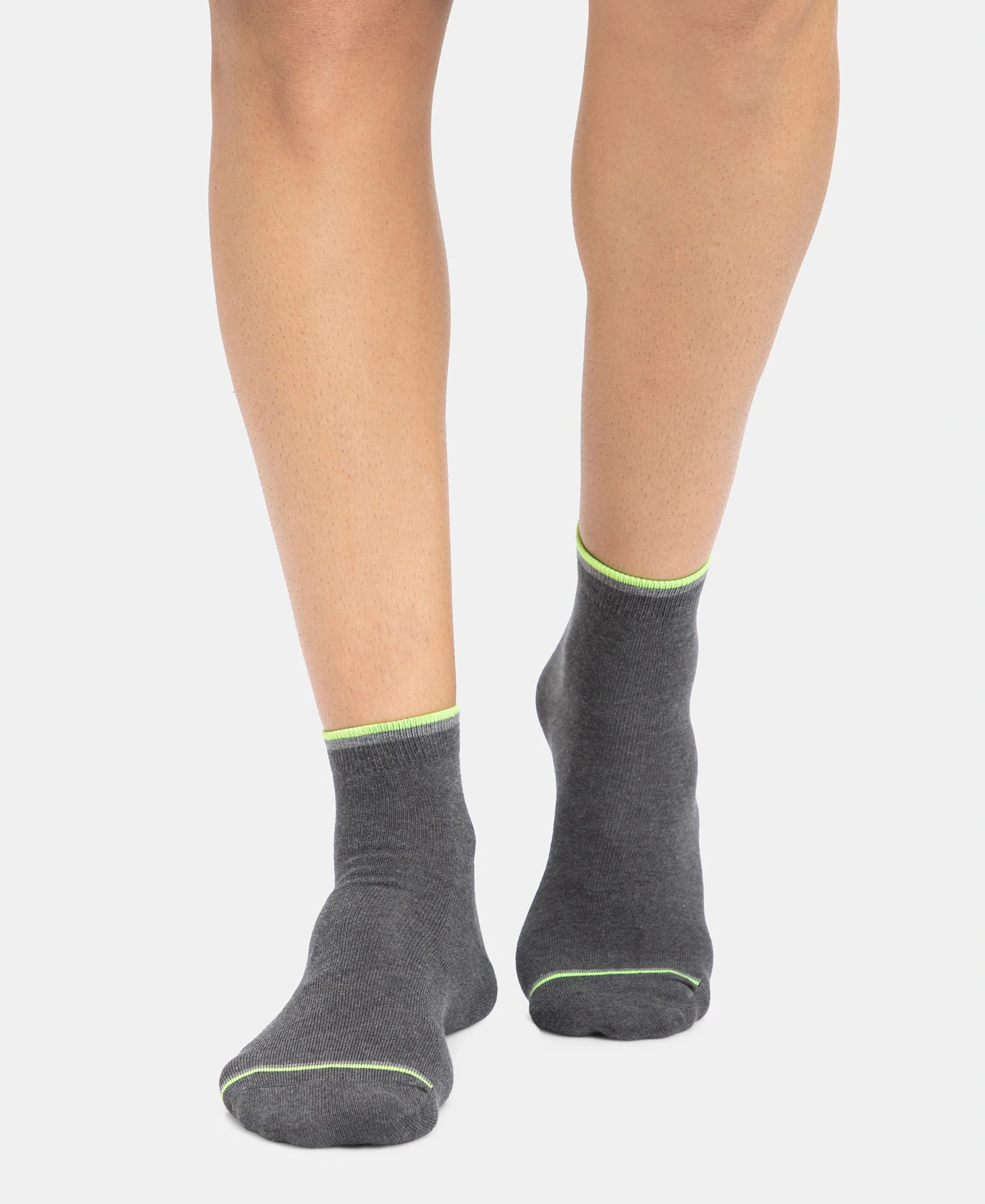 Compact Cotton Elastane Stretch Ankle Length Socks With StayFresh Treatment - Charcoal Melange (Pack of 2) - Image 2