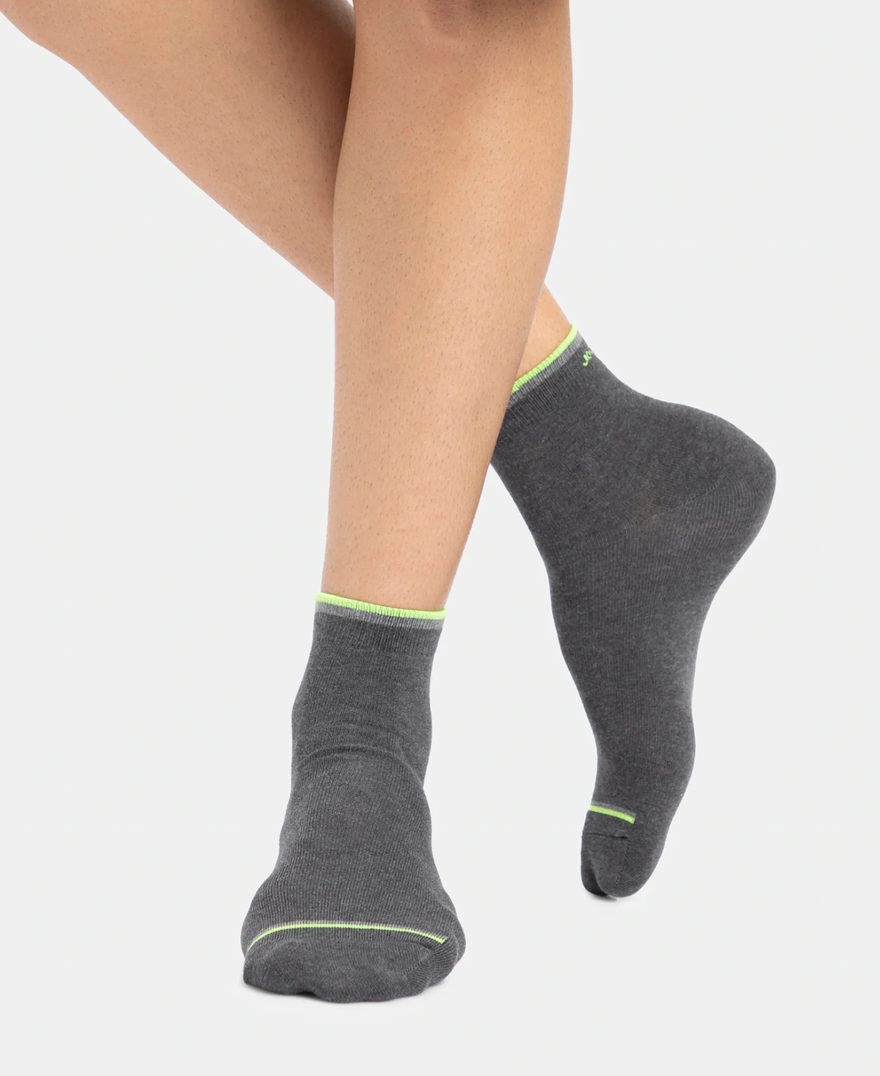 Compact Cotton Elastane Stretch Ankle Length Socks With StayFresh Treatment - Charcoal Melange (Pack of 2) - Image 3
