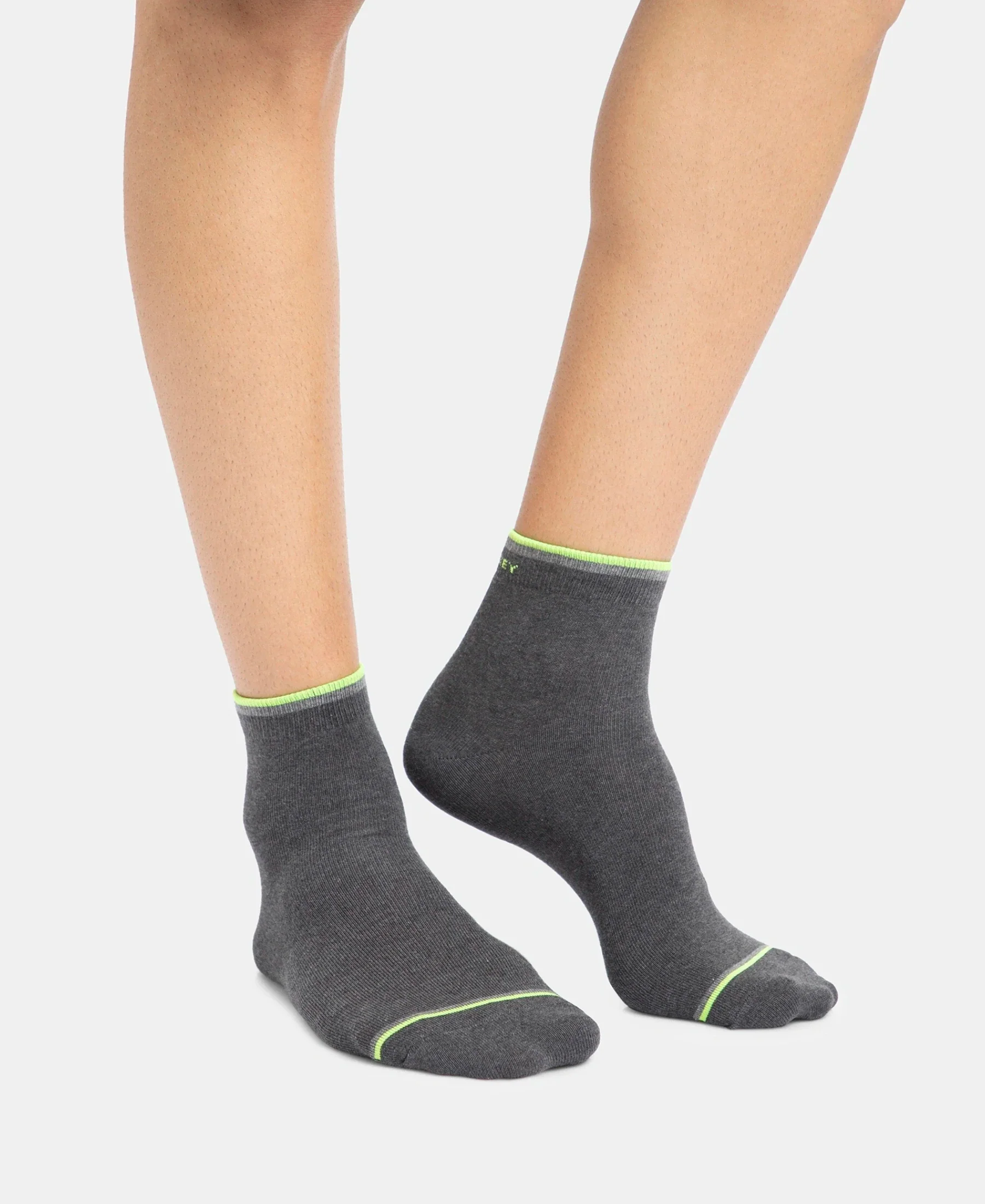 Compact Cotton Elastane Stretch Ankle Length Socks With StayFresh Treatment - Charcoal Melange (Pack of 2) - Image 4