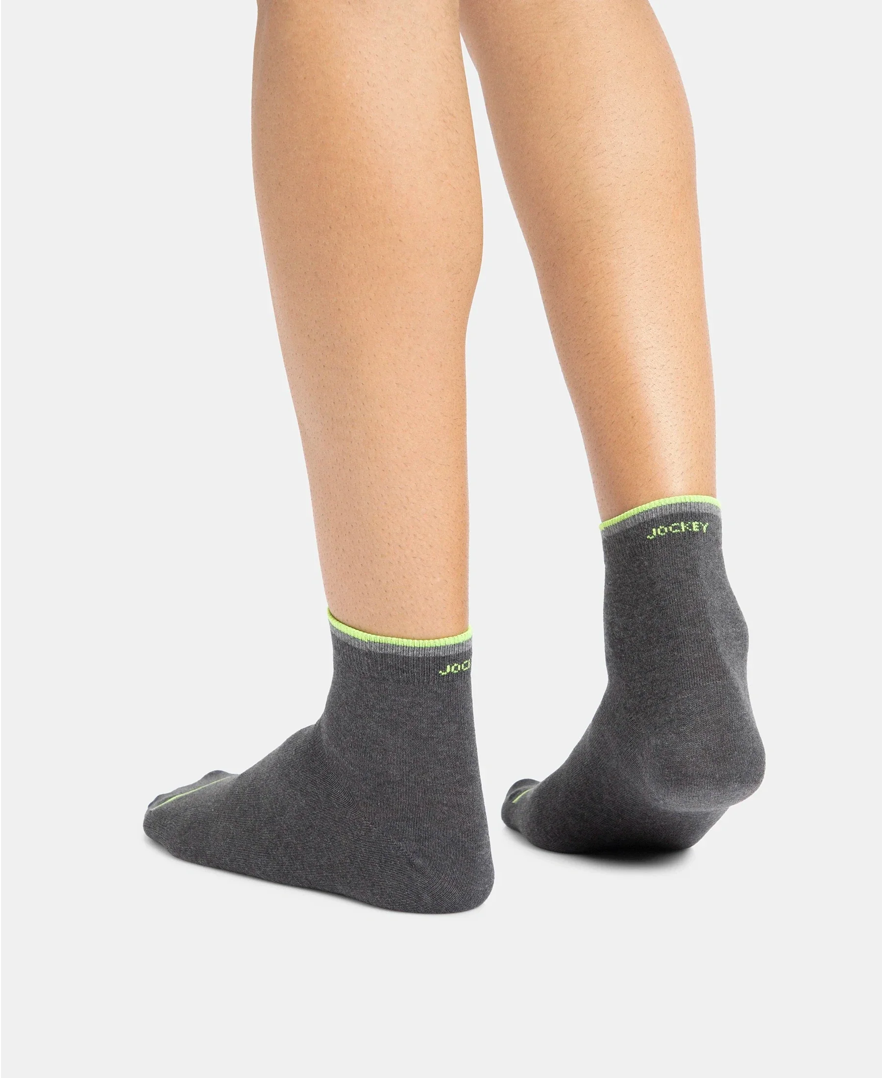 Compact Cotton Elastane Stretch Ankle Length Socks With StayFresh Treatment - Charcoal Melange (Pack of 2) - Image 6