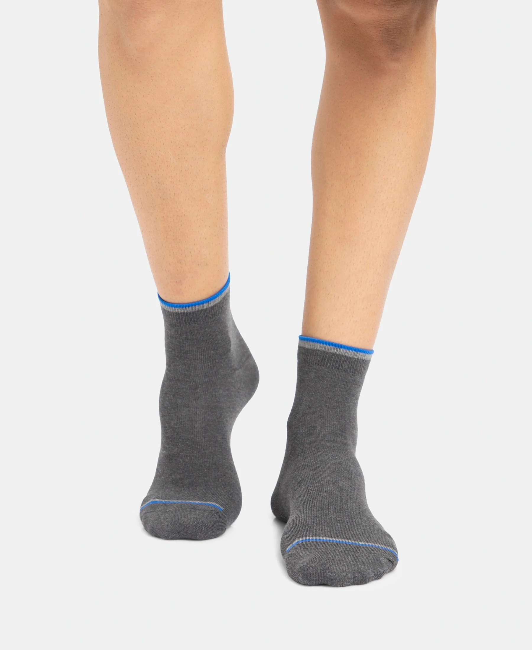 Compact Cotton Elastane Stretch Ankle Length Socks With StayFresh Treatment - Charcoal Melange (Pack of 2) - Image 8