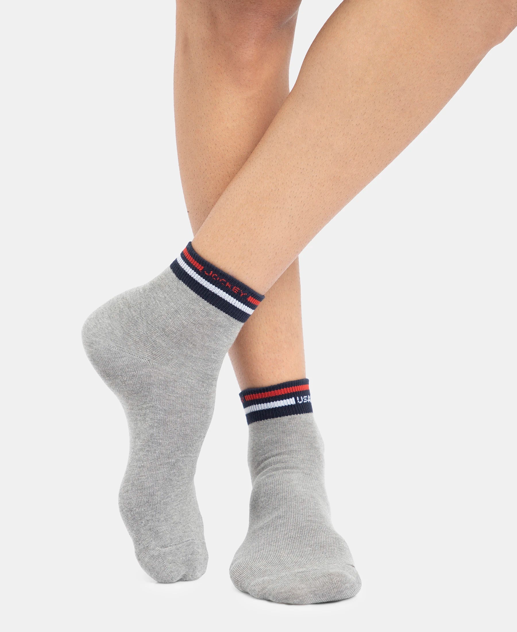 Compact Cotton Elastane Stretch Ankle Length Socks with StayFresh Treatment - Grey Melange - Image 6