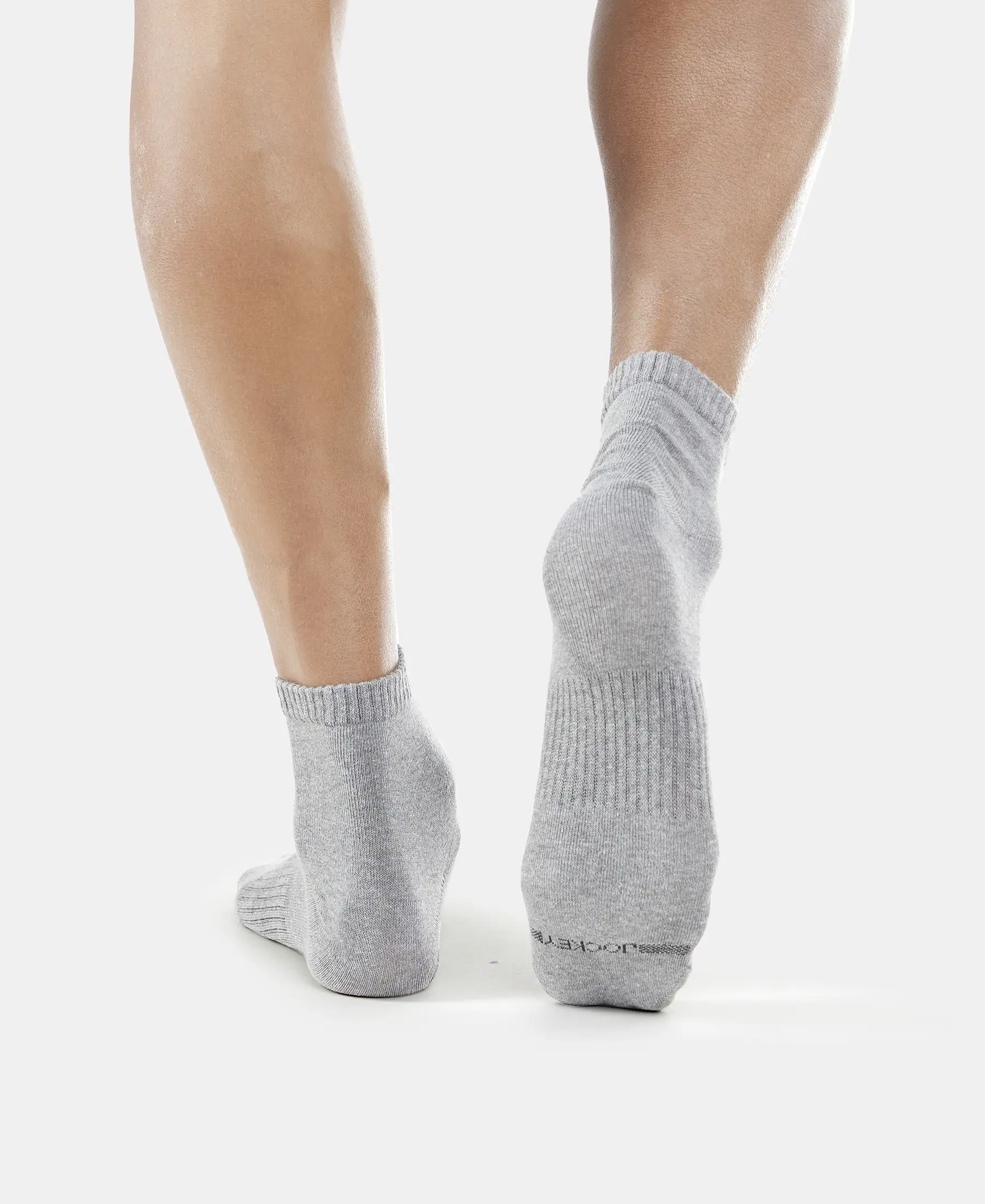 Compact Cotton Elastane Stretch Ankle Length Socks With StayFresh Treatment - Navy & Mid Grey Melange (Pack of 2) - Image 4