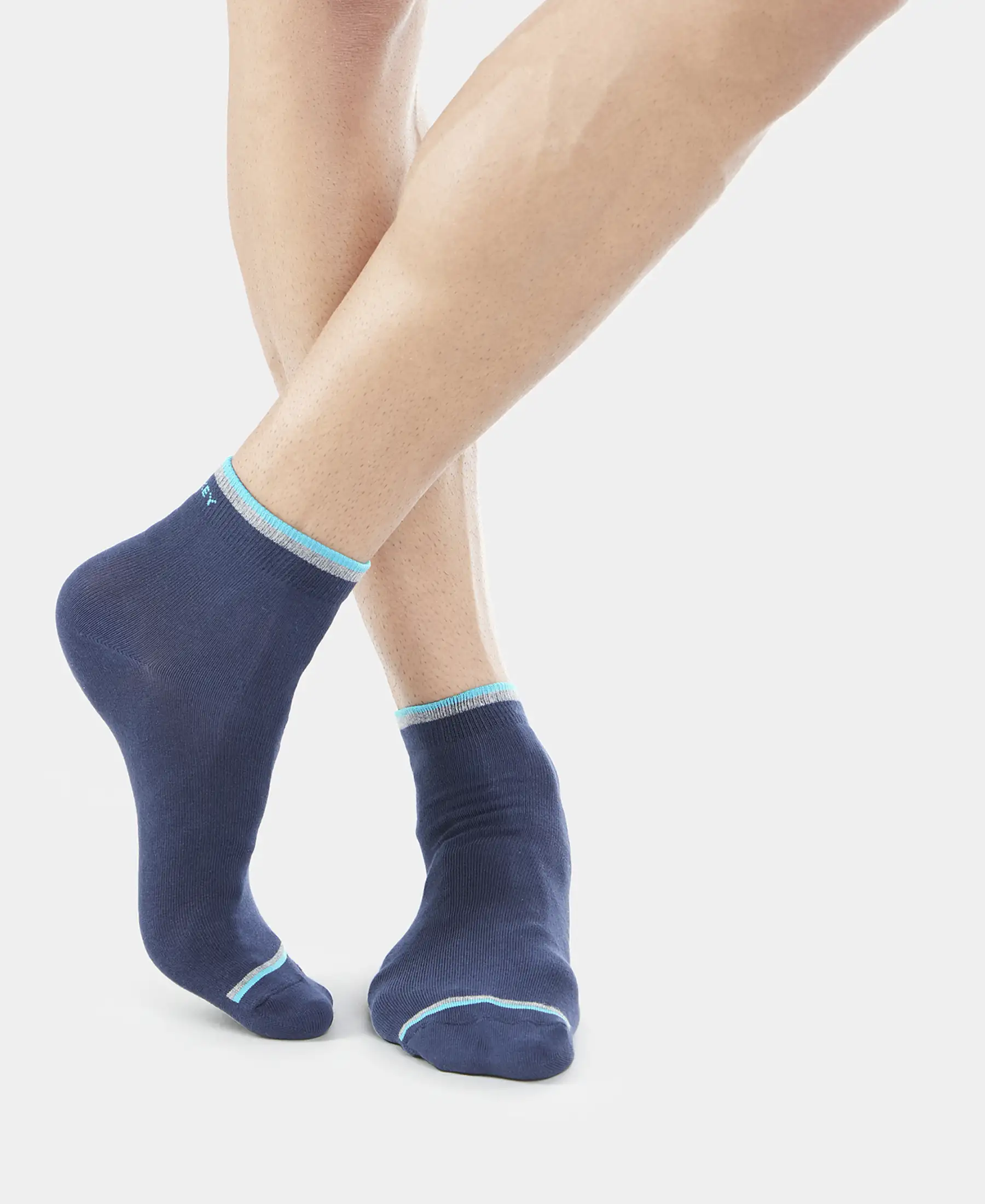Compact Cotton Elastane Stretch Ankle Length Socks With StayFresh Treatment - Navy (Pack of 2) - Image 10