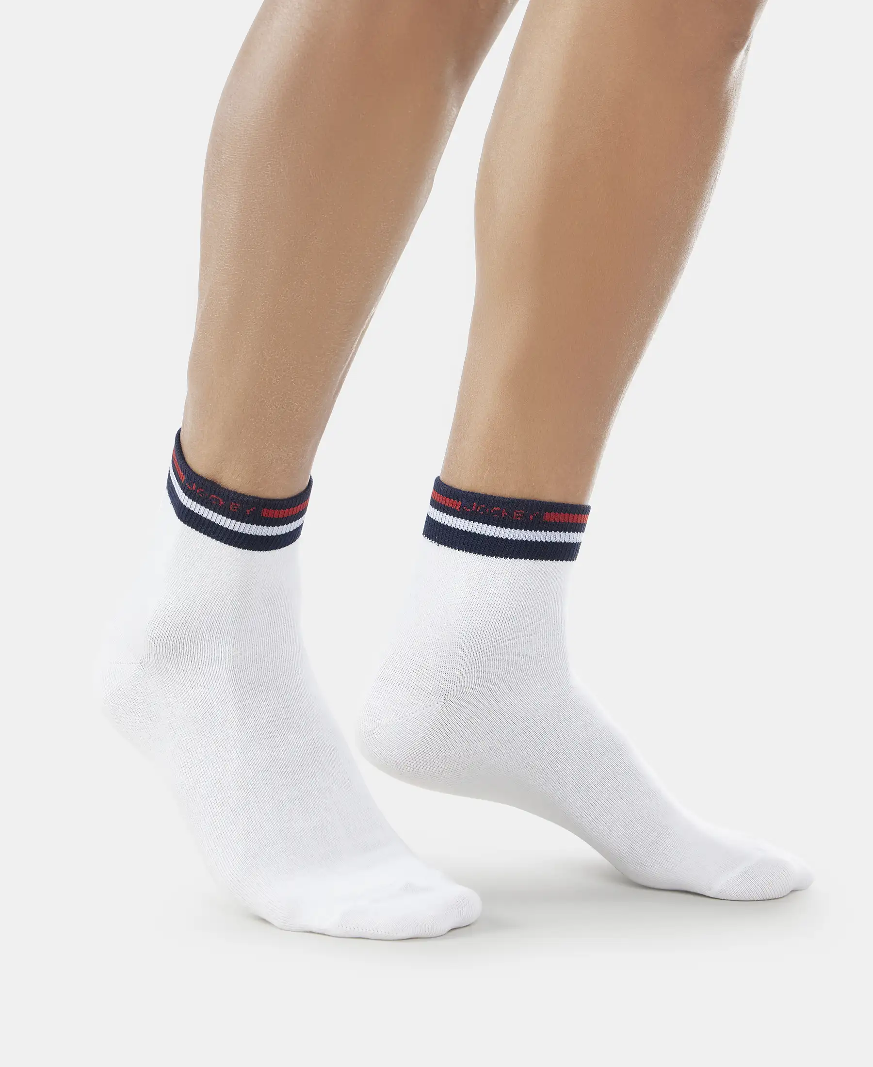Compact Cotton Elastane Stretch Ankle Length Socks with StayFresh Treatment - White - Image 3