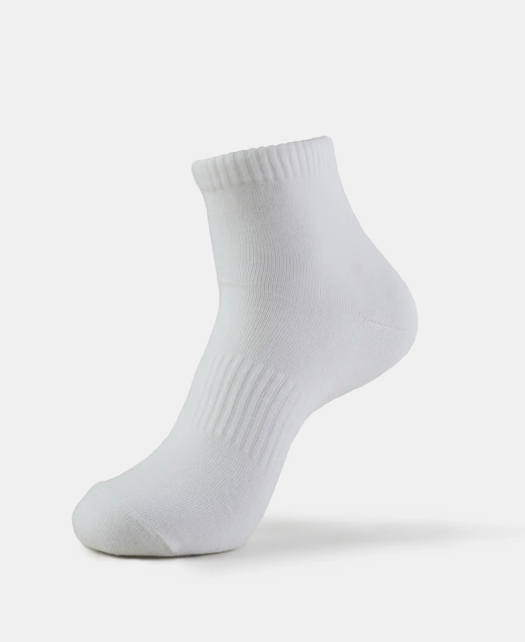Compact Cotton Elastane Stretch Ankle Length Socks With StayFresh Treatment - White - Image 5