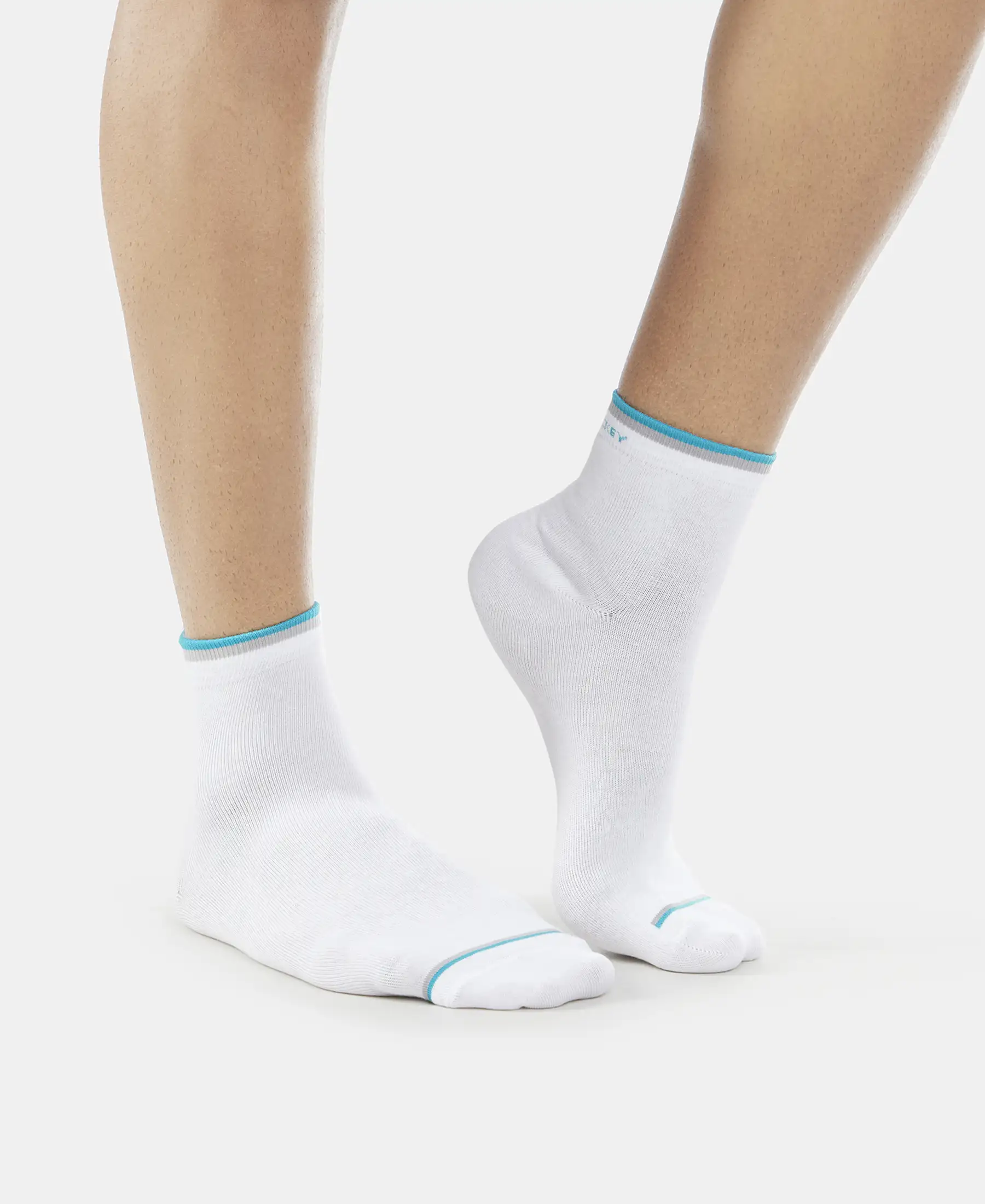 Compact Cotton Elastane Stretch Ankle Length Socks With StayFresh Treatment - White (Pack of 2) - Image 3