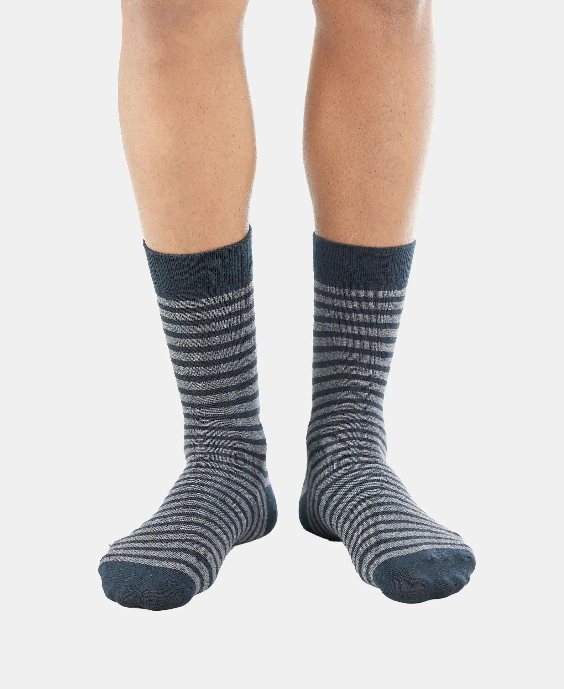 Compact Cotton Elastane Stretch Crew Length Socks With StayFresh Treatment - Black - Image 2