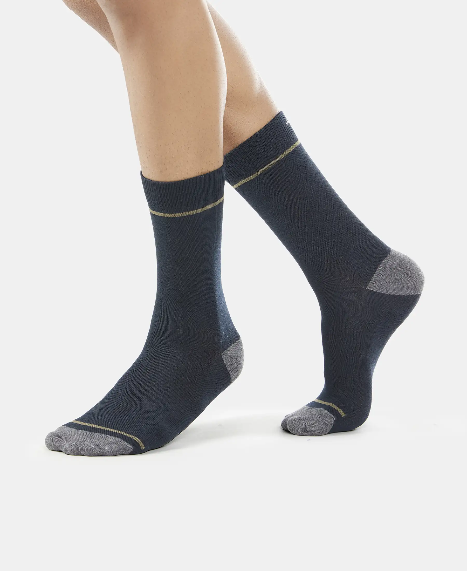 Compact Cotton Elastane Stretch Crew Length Socks with StayFresh Treatment - Black (Pack of 3) - Image 6