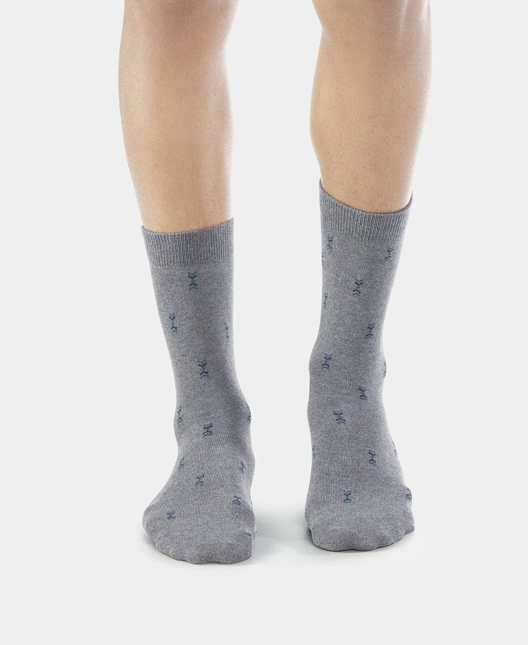 Compact Cotton Elastane Stretch Crew Length Socks with StayFresh Treatment - Charcoal Melange (Pack of 3) - Image 2