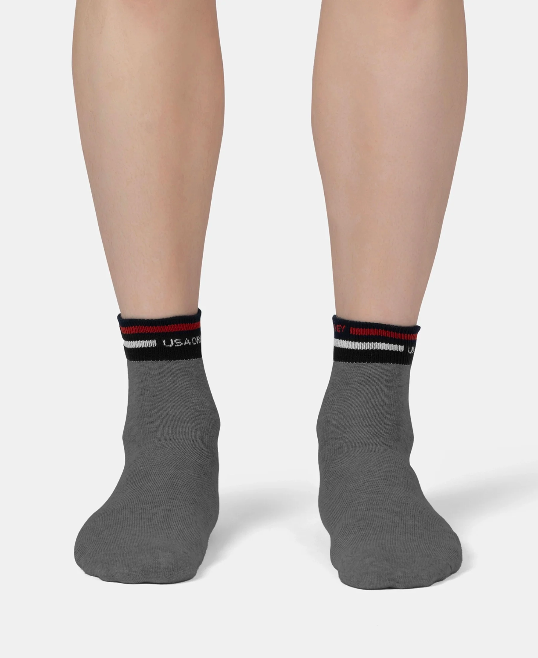 Compact Cotton Elastane Stretch Ankle Length Socks with StayFresh Treatment - Charcoal Melange - Image 2