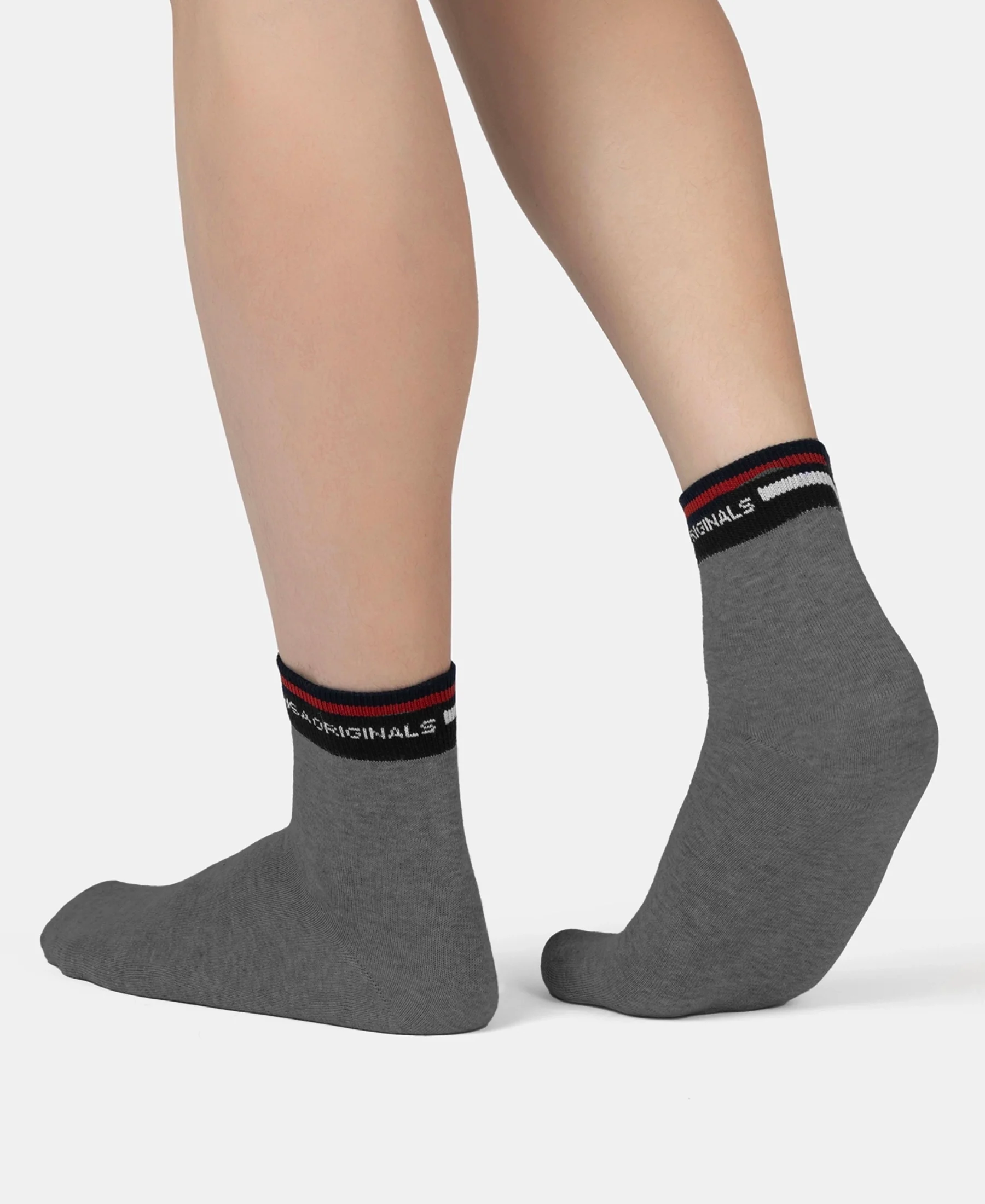 Compact Cotton Elastane Stretch Ankle Length Socks with StayFresh Treatment - Charcoal Melange - Image 4