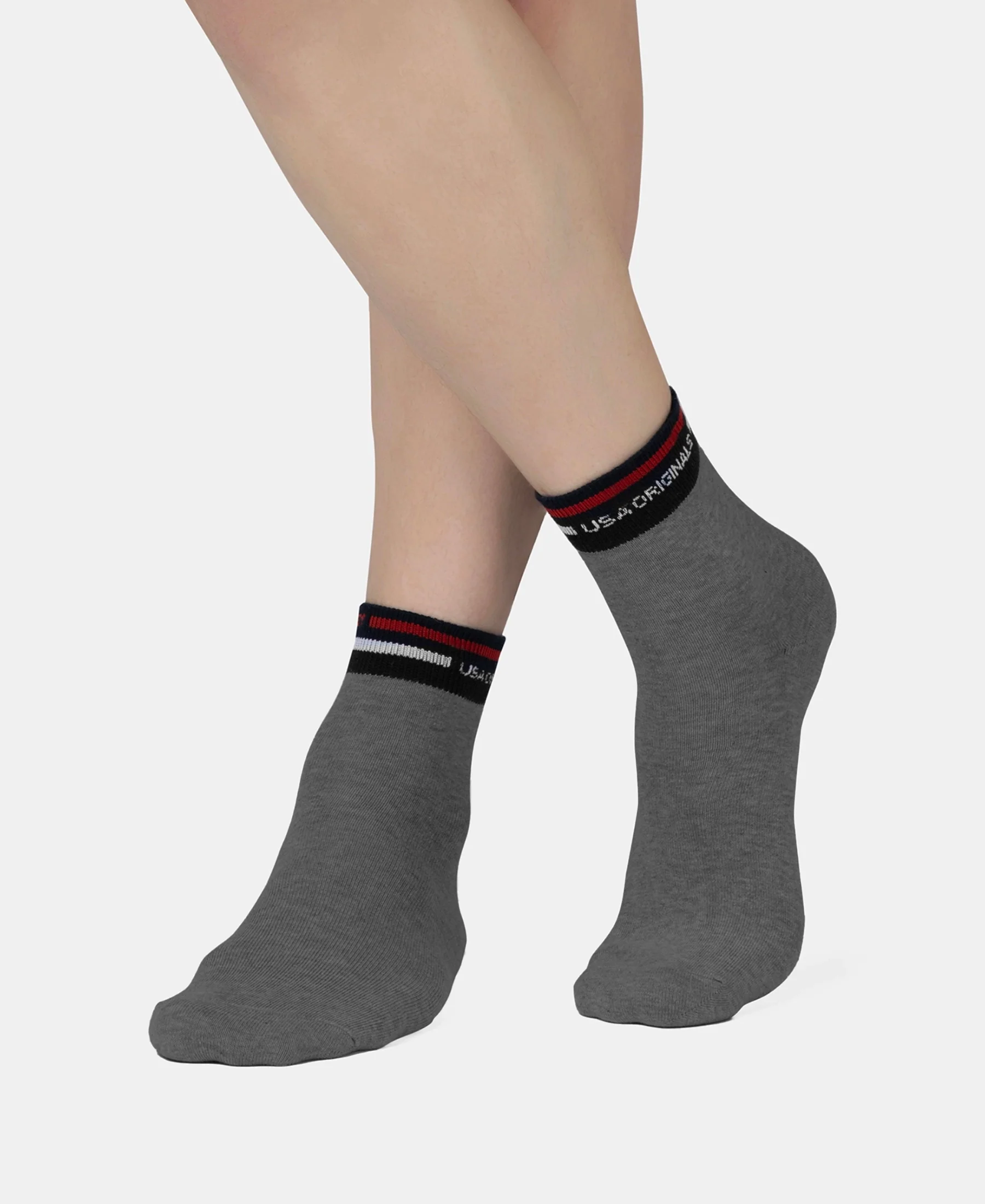 Compact Cotton Elastane Stretch Ankle Length Socks with StayFresh Treatment - Charcoal Melange - Image 6