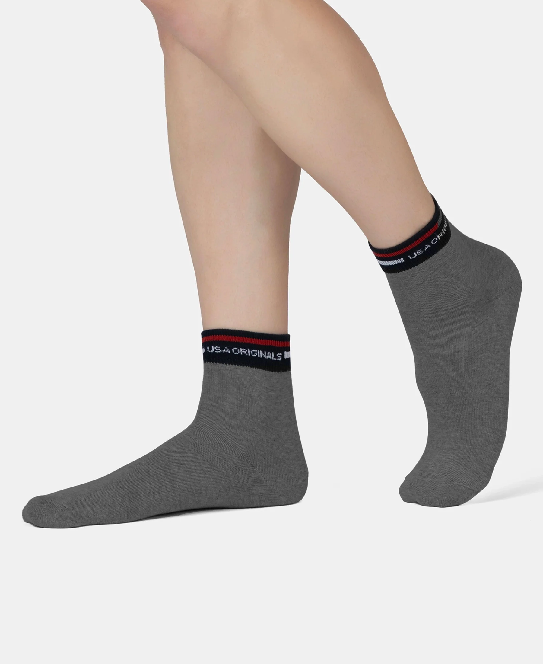 Compact Cotton Elastane Stretch Ankle Length Socks with StayFresh Treatment - Charcoal Melange - Image 7