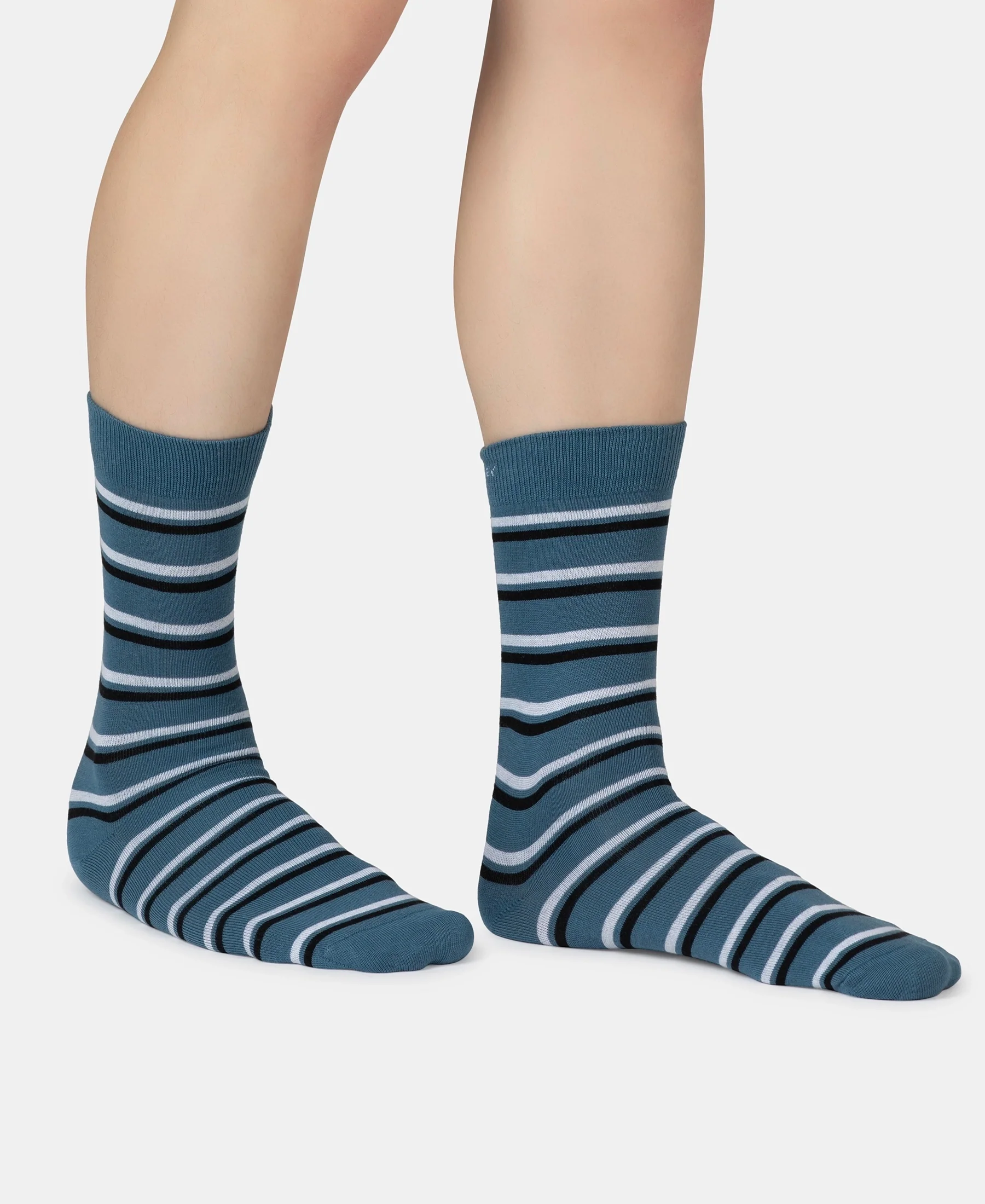 Compact Cotton Elastane Stretch Crew Length Socks With StayFresh Treatment - Stellar - Image 3