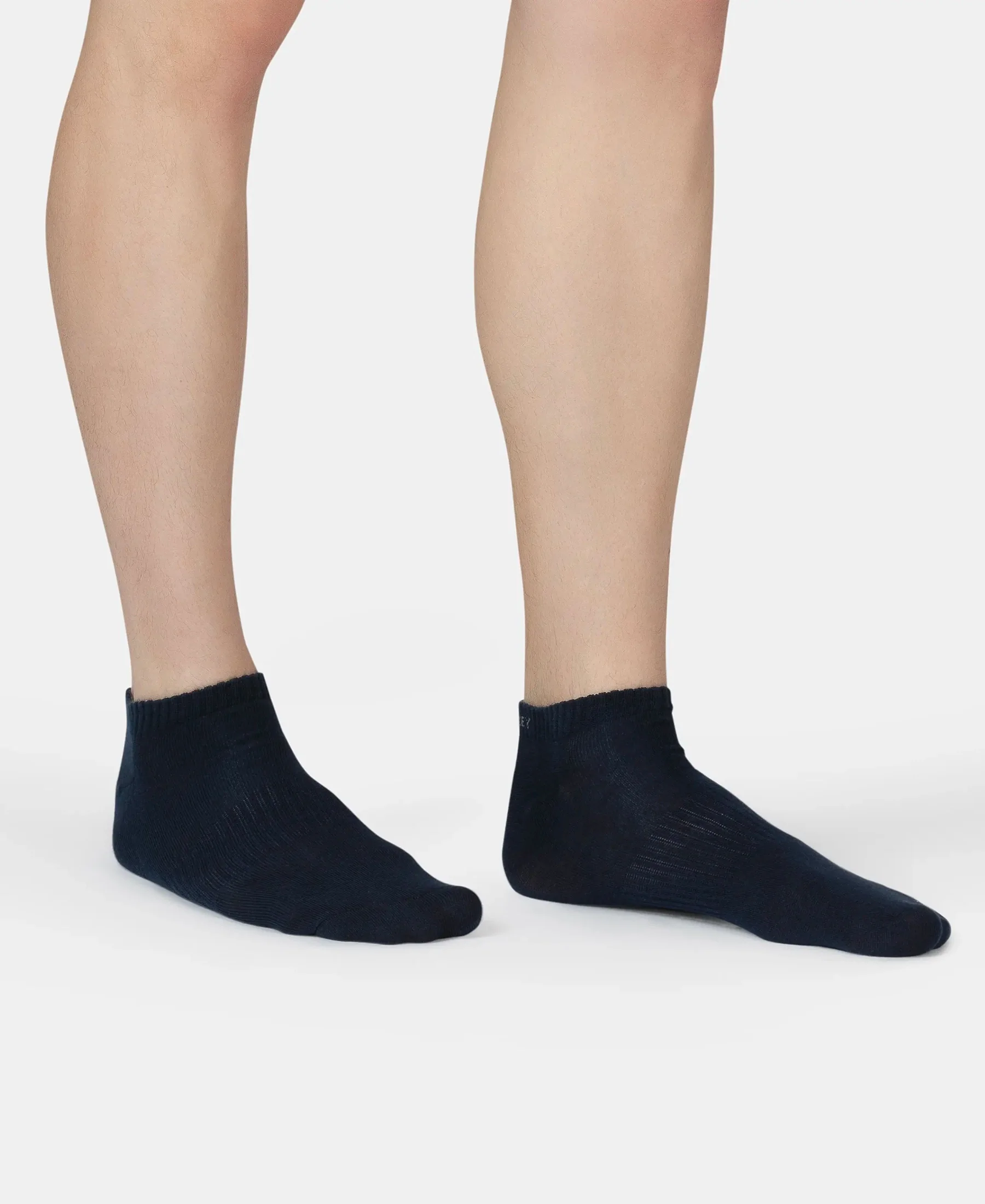 Compact Cotton Elastane Stretch Low Show Socks With StayFresh Treatment - Black, White, Navy, Mid Grey & Charcoal Melange (Pack of 5) - Image 12