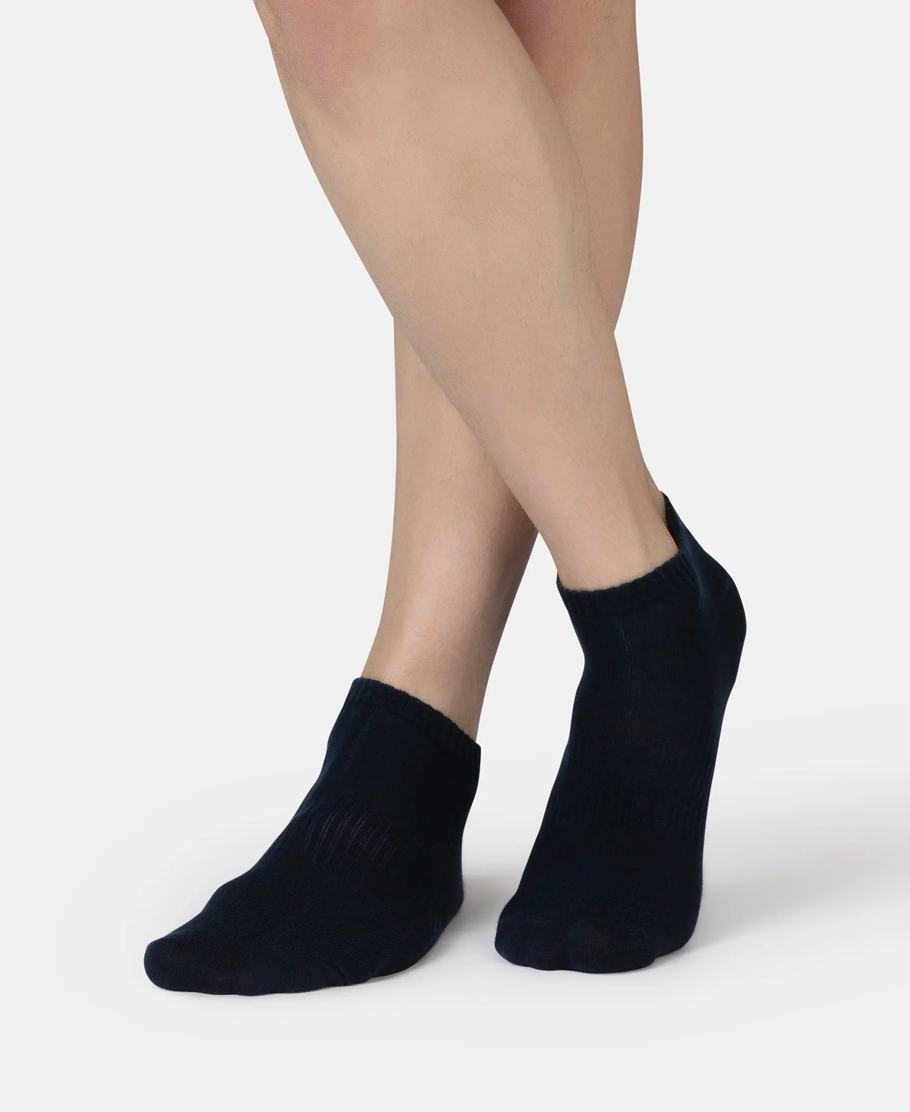 Compact Cotton Elastane Stretch Low Show Socks With StayFresh Treatment - Black, White, Navy, Mid Grey & Charcoal Melange (Pack of 5) - Image 14