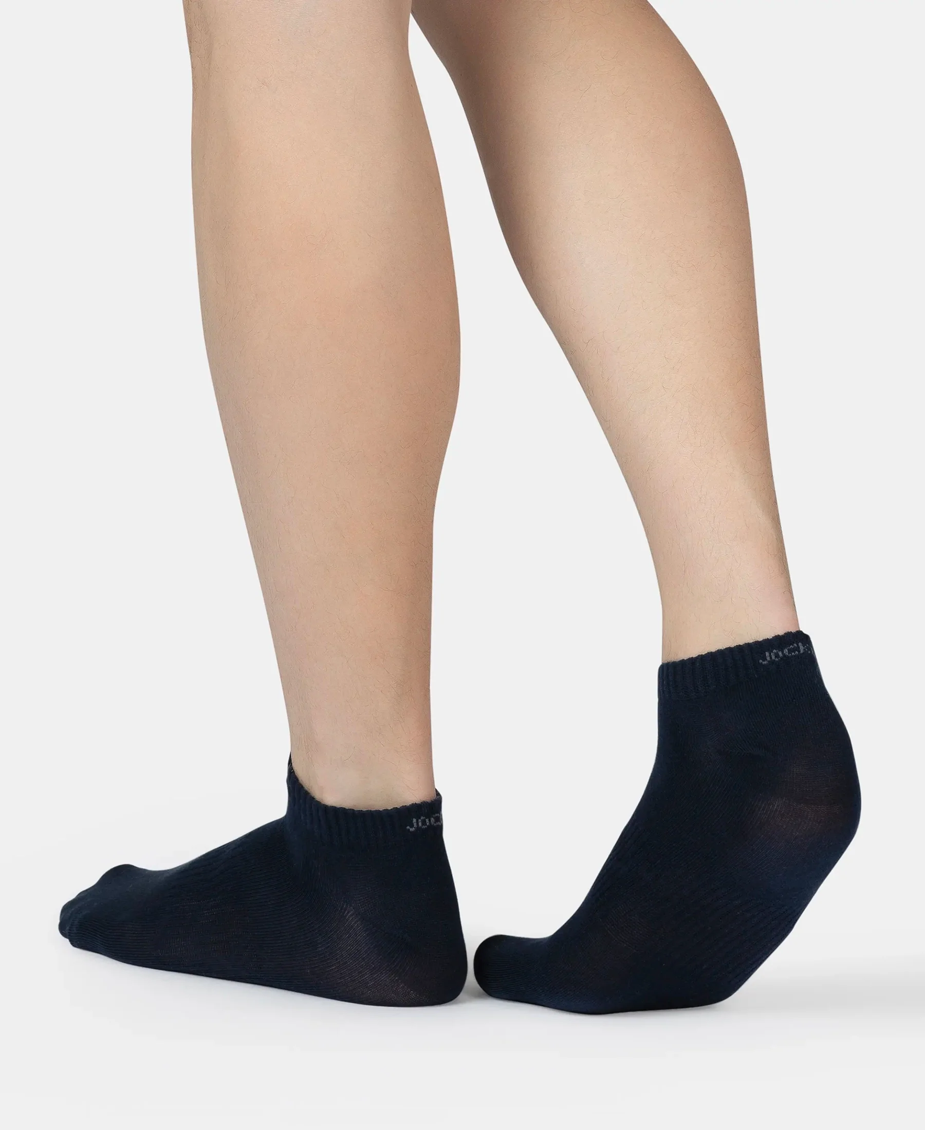 Compact Cotton Elastane Stretch Low Show Socks With StayFresh Treatment - Navy, Grey Melange & Stellar (Pack of 3) - Image 10