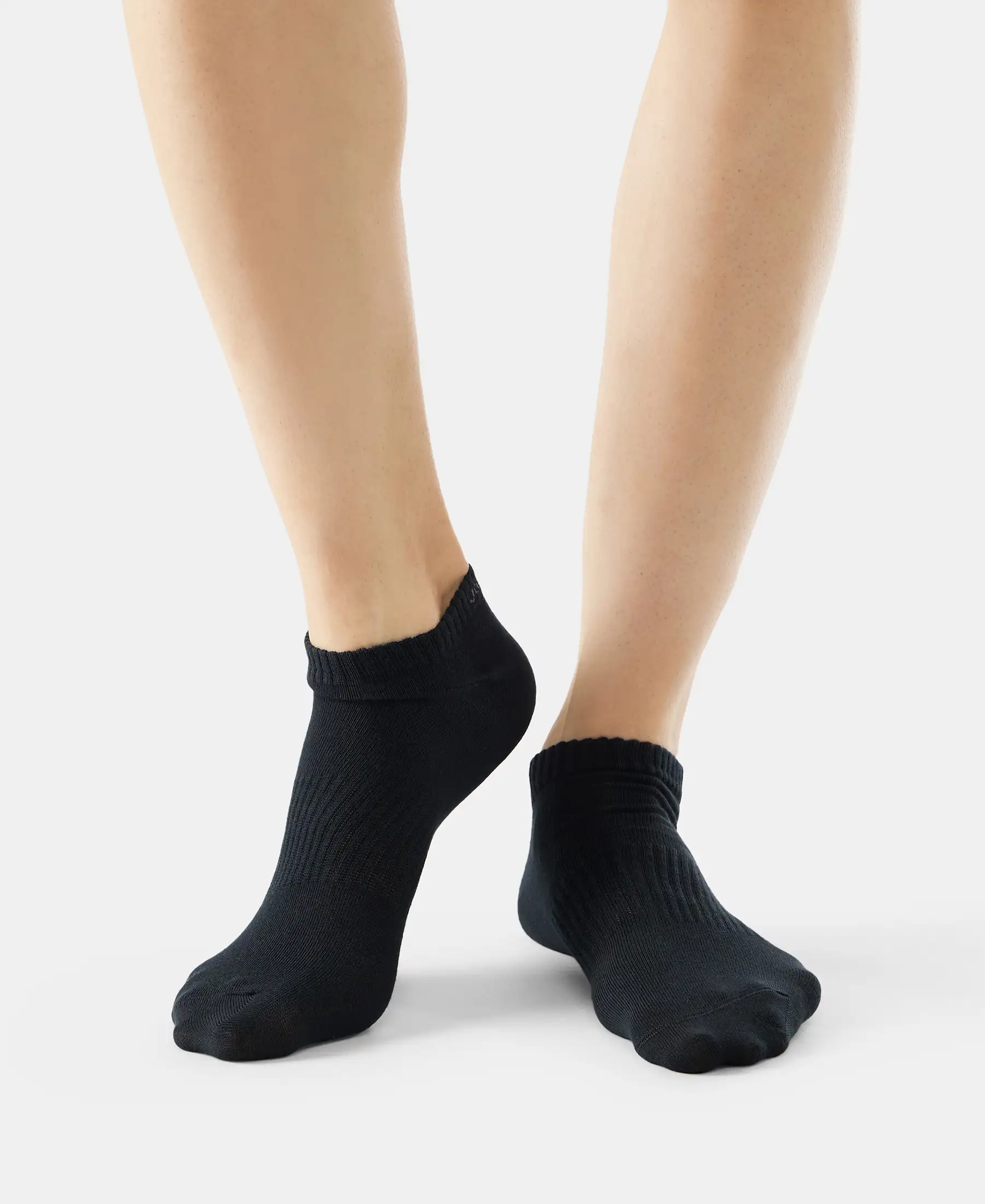 Compact Cotton Elastane Stretch Low Show Socks With StayFresh Treatment - Black/Grey Melange/Navy Melange (Pack of 3) - Image 10