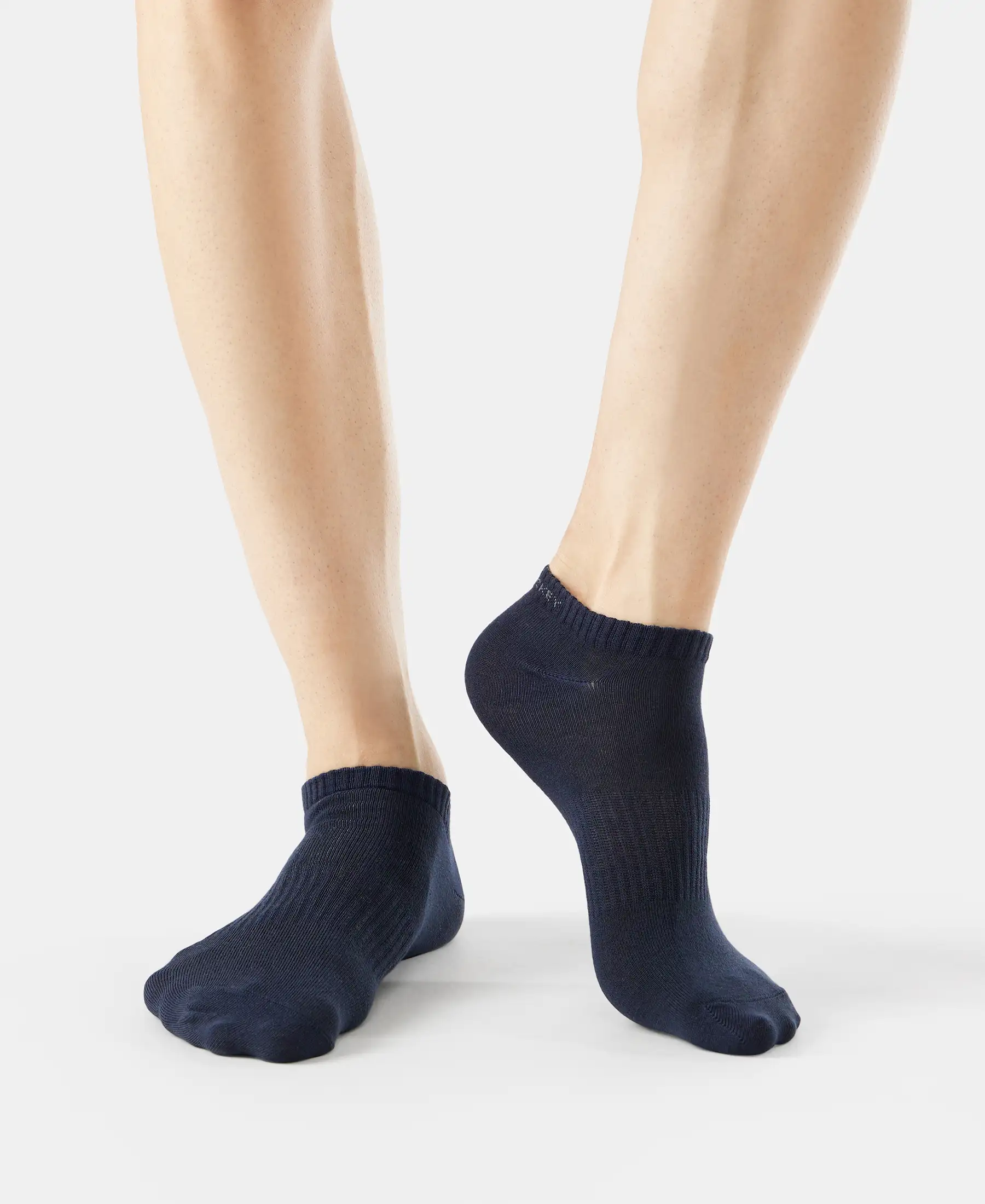 Compact Cotton Elastane Stretch Low Show Socks With StayFresh Treatment - Black/Grey Melange/Navy Melange (Pack of 3) - Image 3