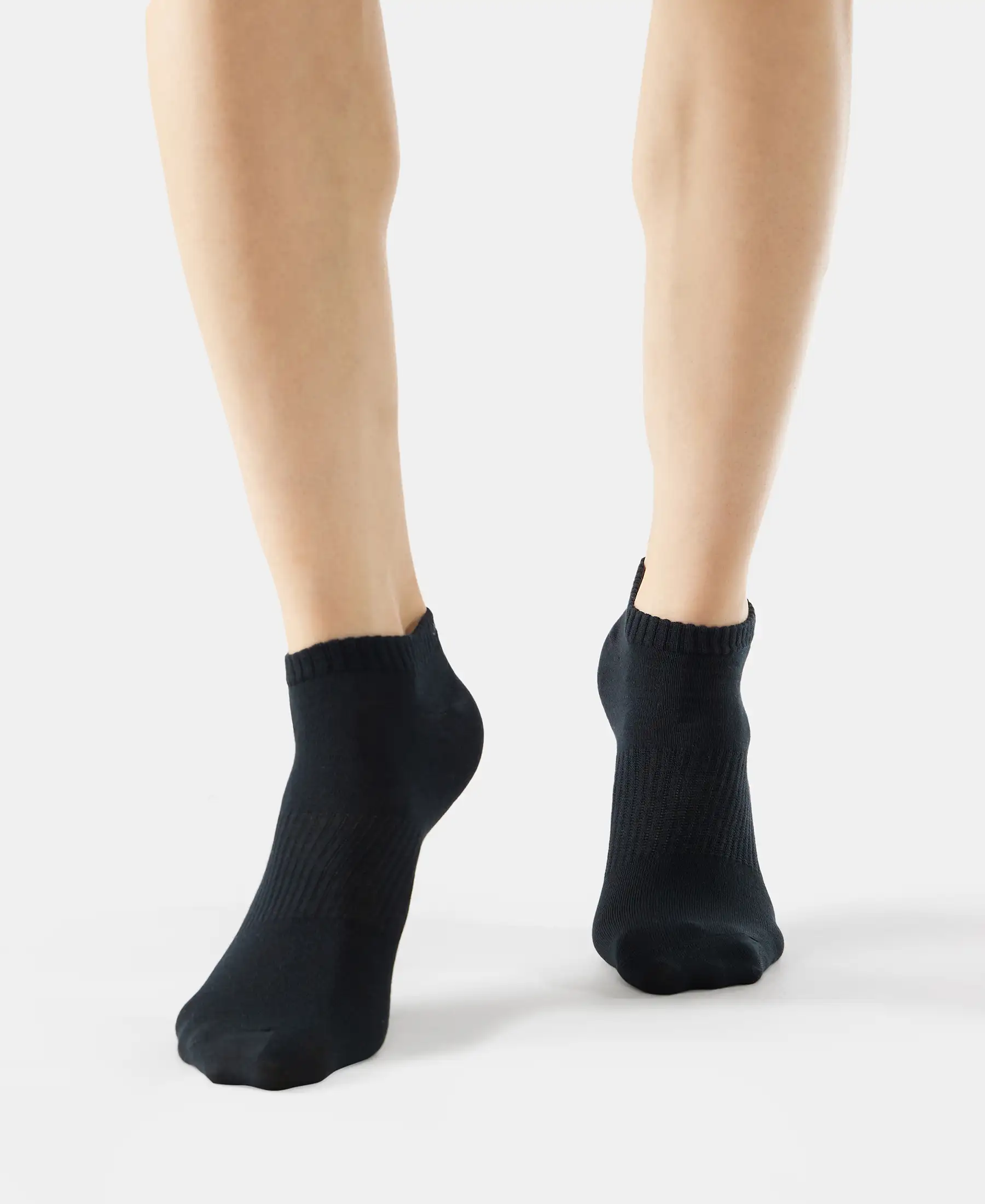 Compact Cotton Elastane Stretch Low Show Socks With StayFresh Treatment - Black/Grey Melange/Navy Melange (Pack of 3) - Image 4
