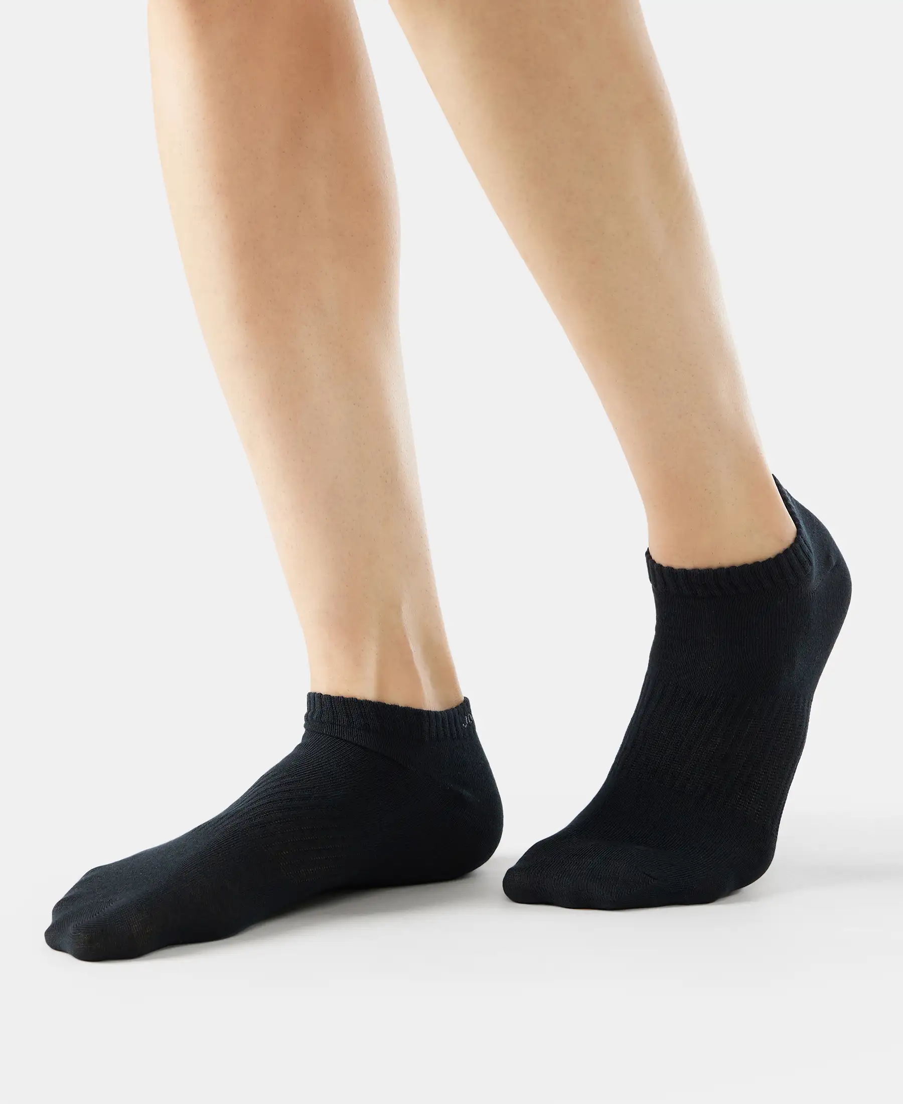 Compact Cotton Elastane Stretch Low Show Socks With StayFresh Treatment - Black/Grey Melange/Navy Melange (Pack of 3) - Image 7