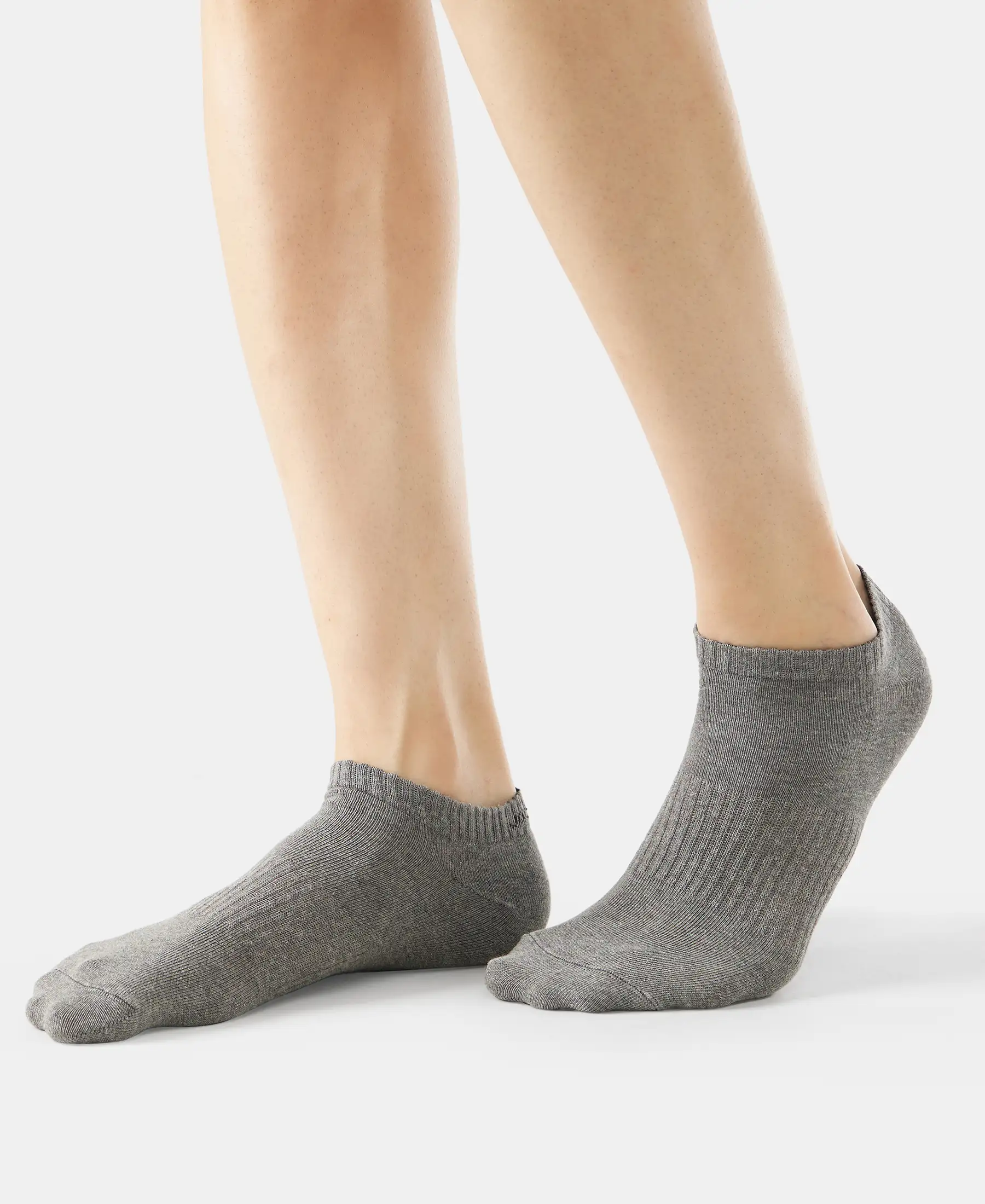 Compact Cotton Elastane Stretch Low Show Socks With StayFresh Treatment - Black/Grey Melange/Navy Melange (Pack of 3) - Image 8