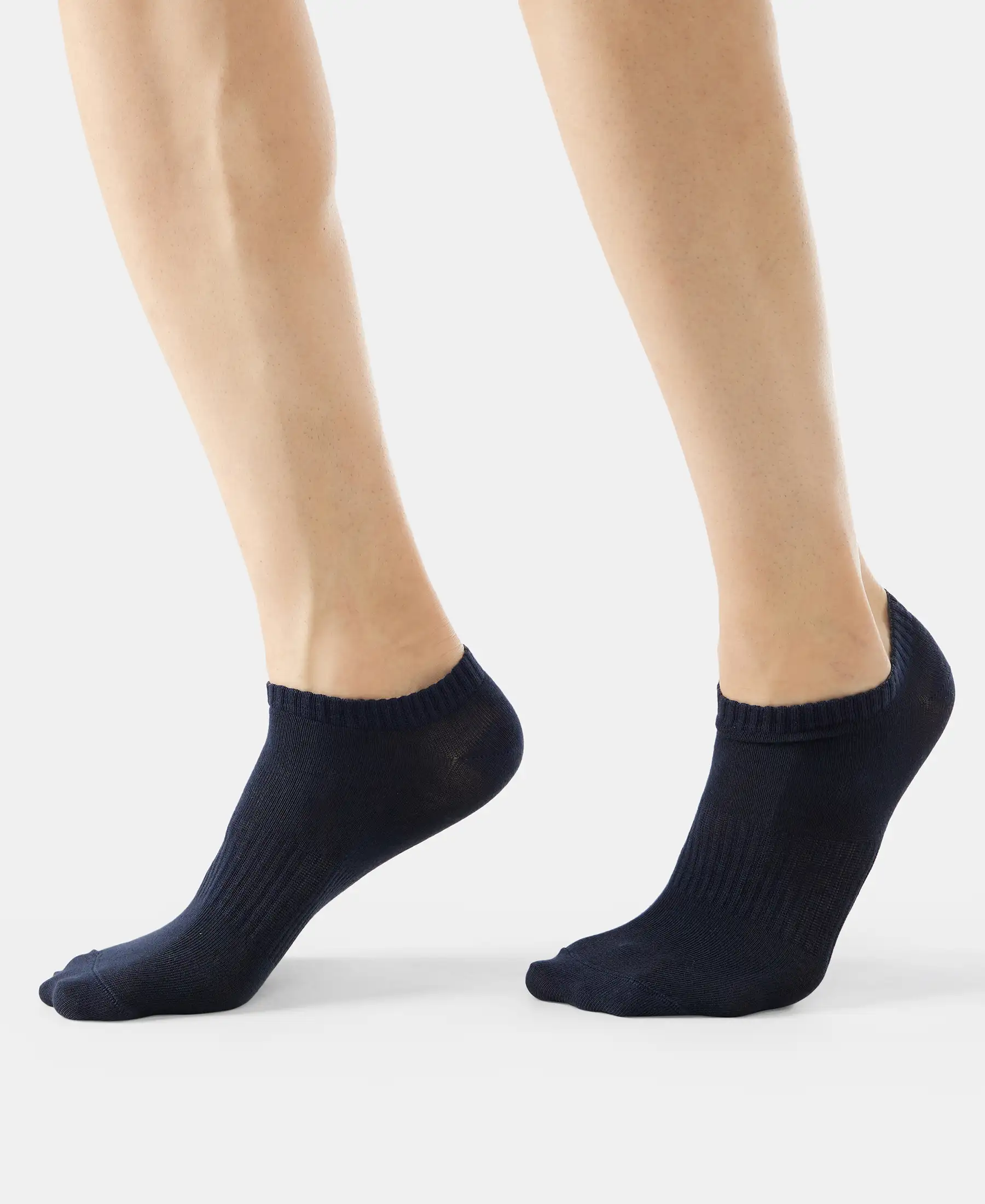 Compact Cotton Elastane Stretch Low Show Socks With StayFresh Treatment - Black/Grey Melange/Navy Melange (Pack of 3) - Image 9