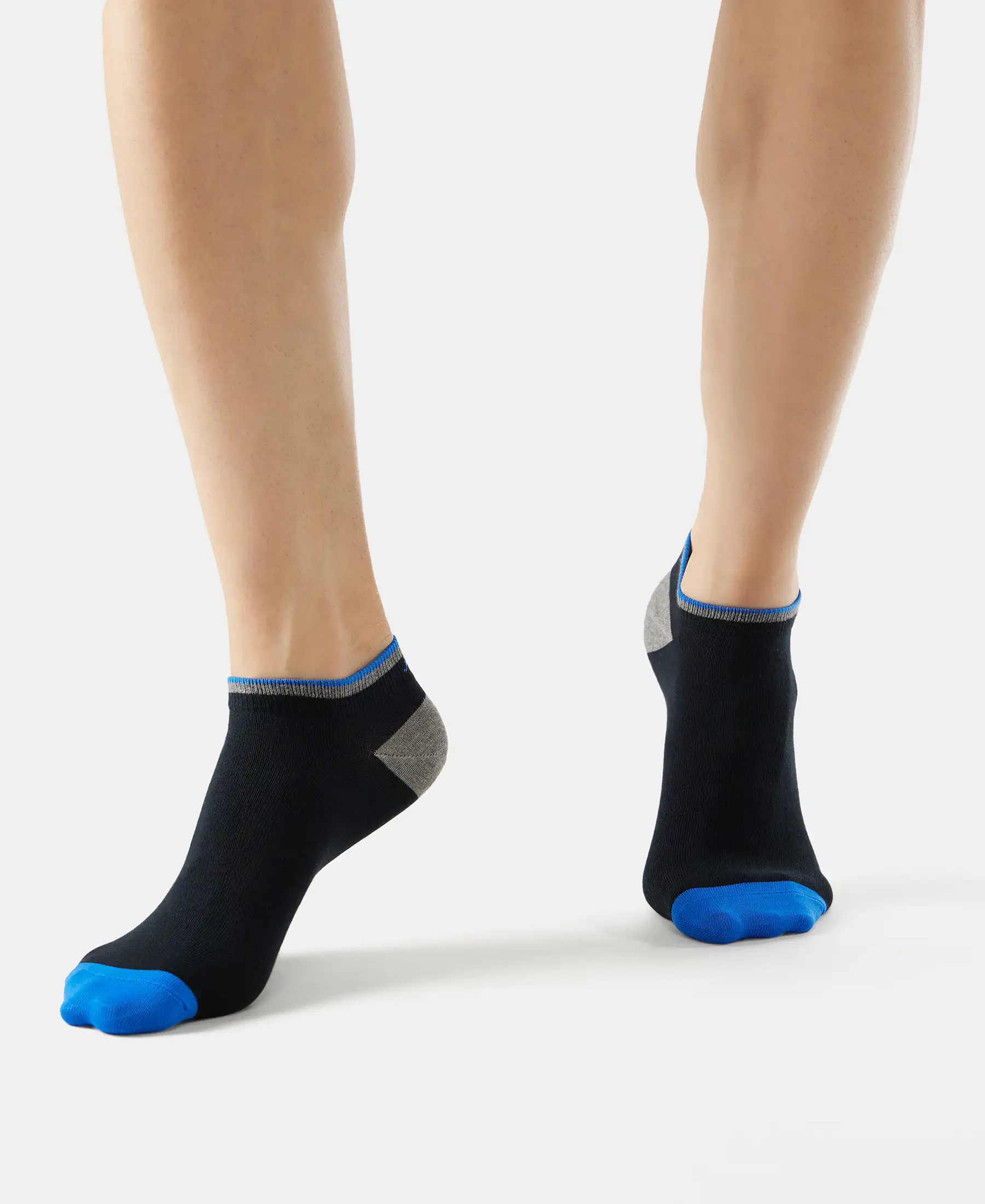Compact Cotton Elastane Stretch Low Show Socks With StayFresh Treatment - Black (Pack of 2) - Image 8