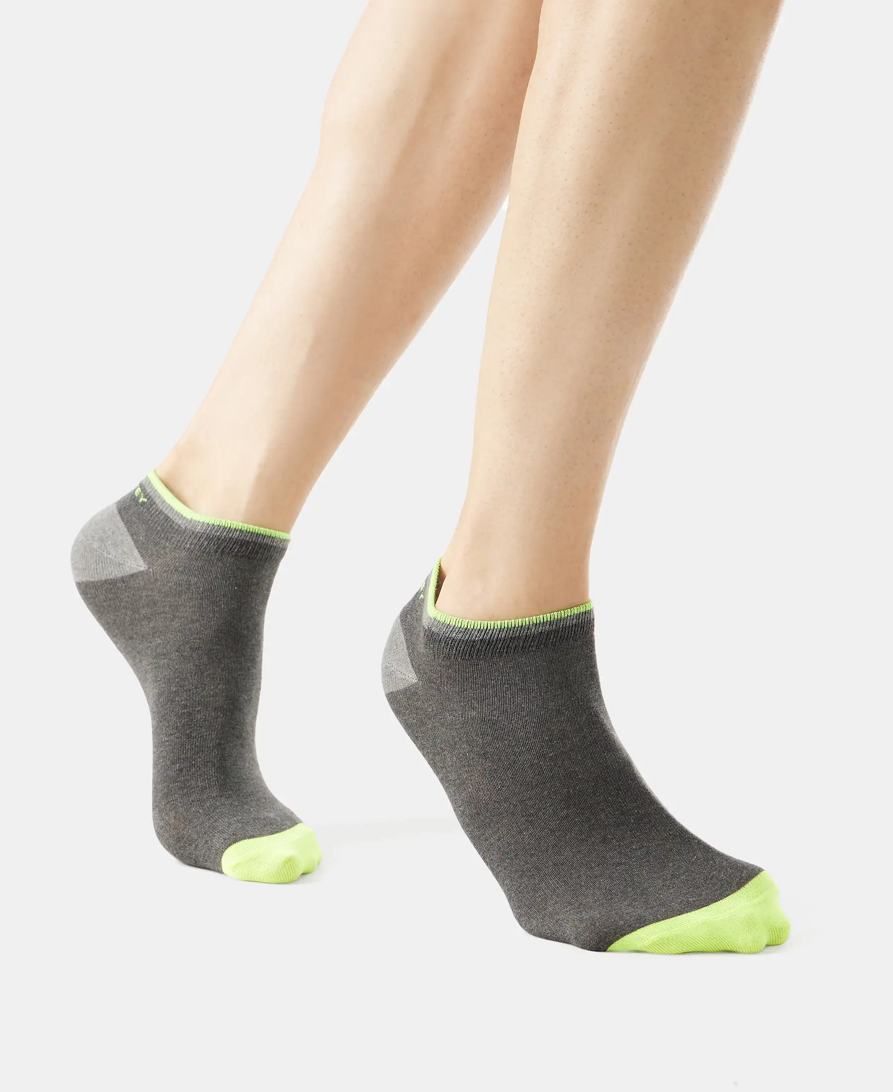Compact Cotton Elastane Stretch Low Show Socks With StayFresh Treatment - Charcoal Melange (Pack of 2) - Image 8