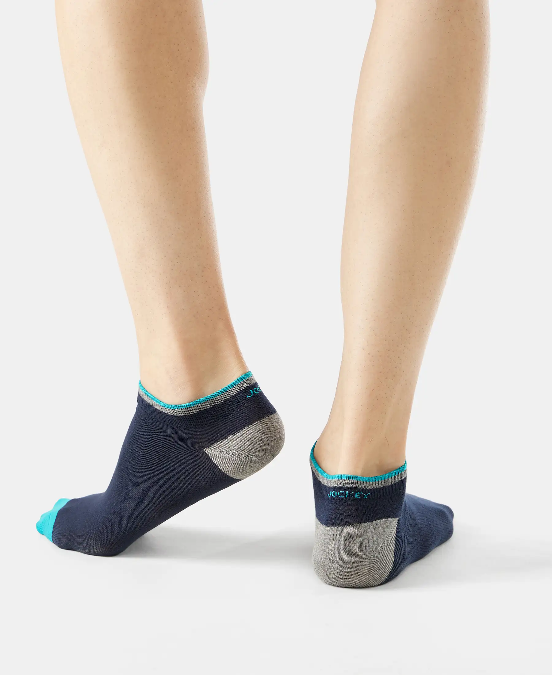 Compact Cotton Elastane Stretch Low Show Socks With StayFresh Treatment - Navy (Pack of 2) - Image 10
