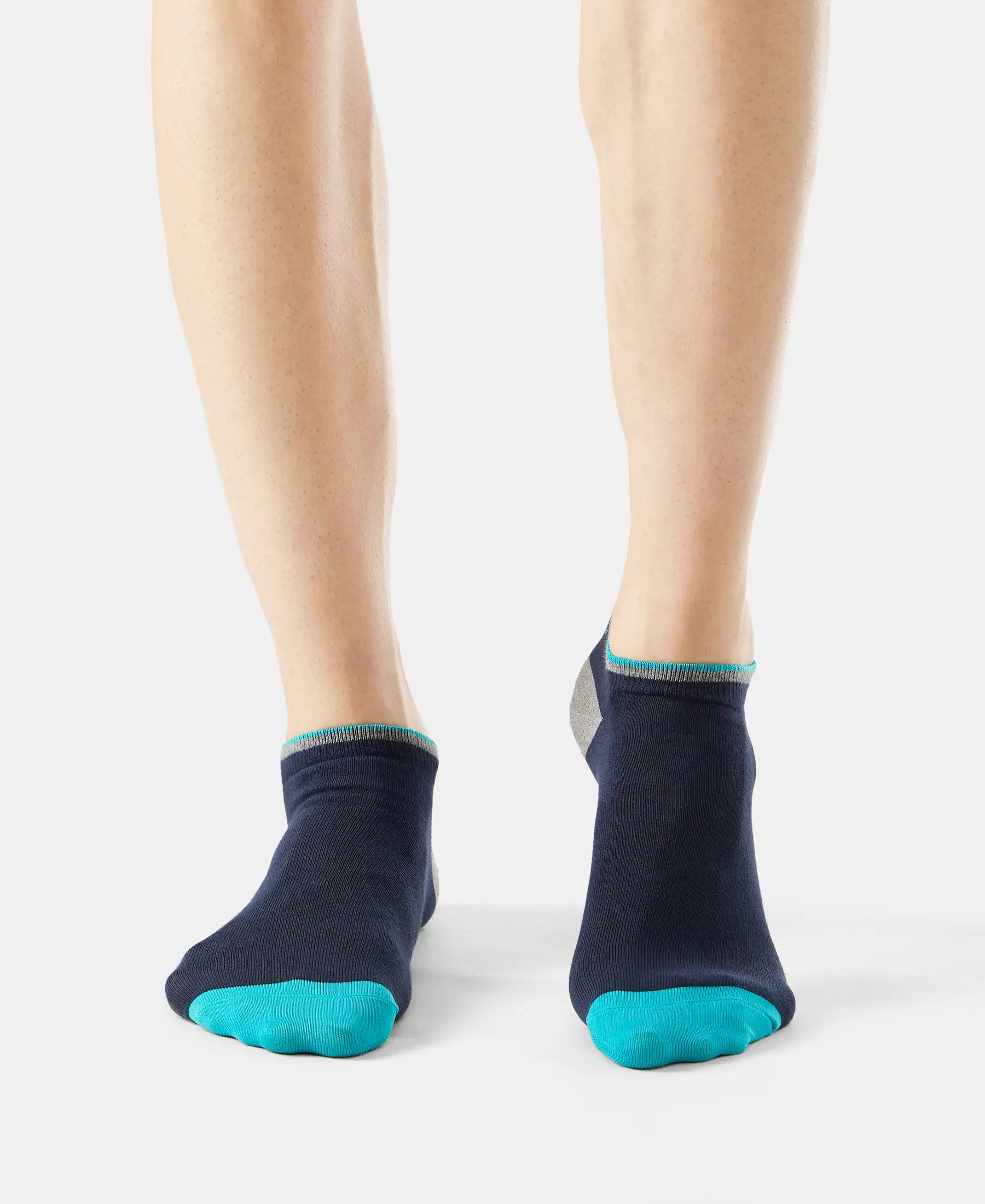 Compact Cotton Elastane Stretch Low Show Socks With StayFresh Treatment - Navy (Pack of 2) - Image 3