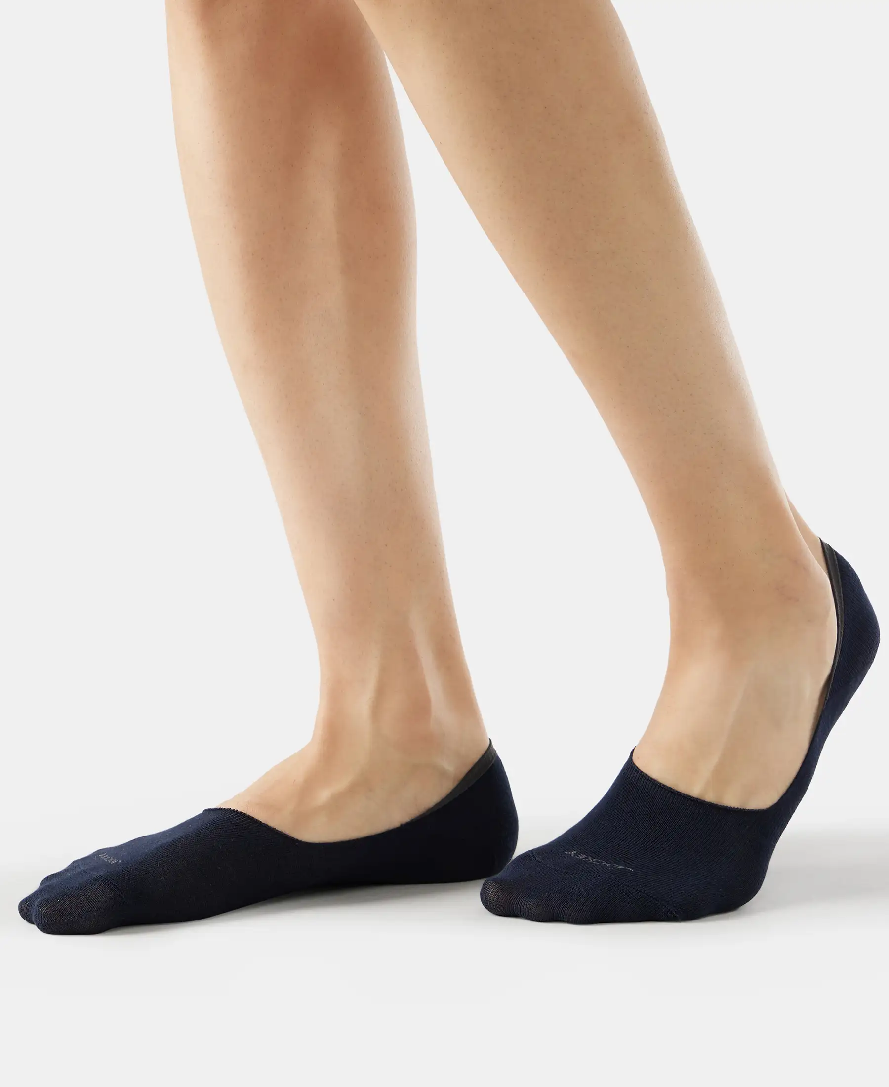 Compact Cotton Elastane Stretch No Show Socks With StayFresh Treatment - Navy (Pack of 2) - Image 3