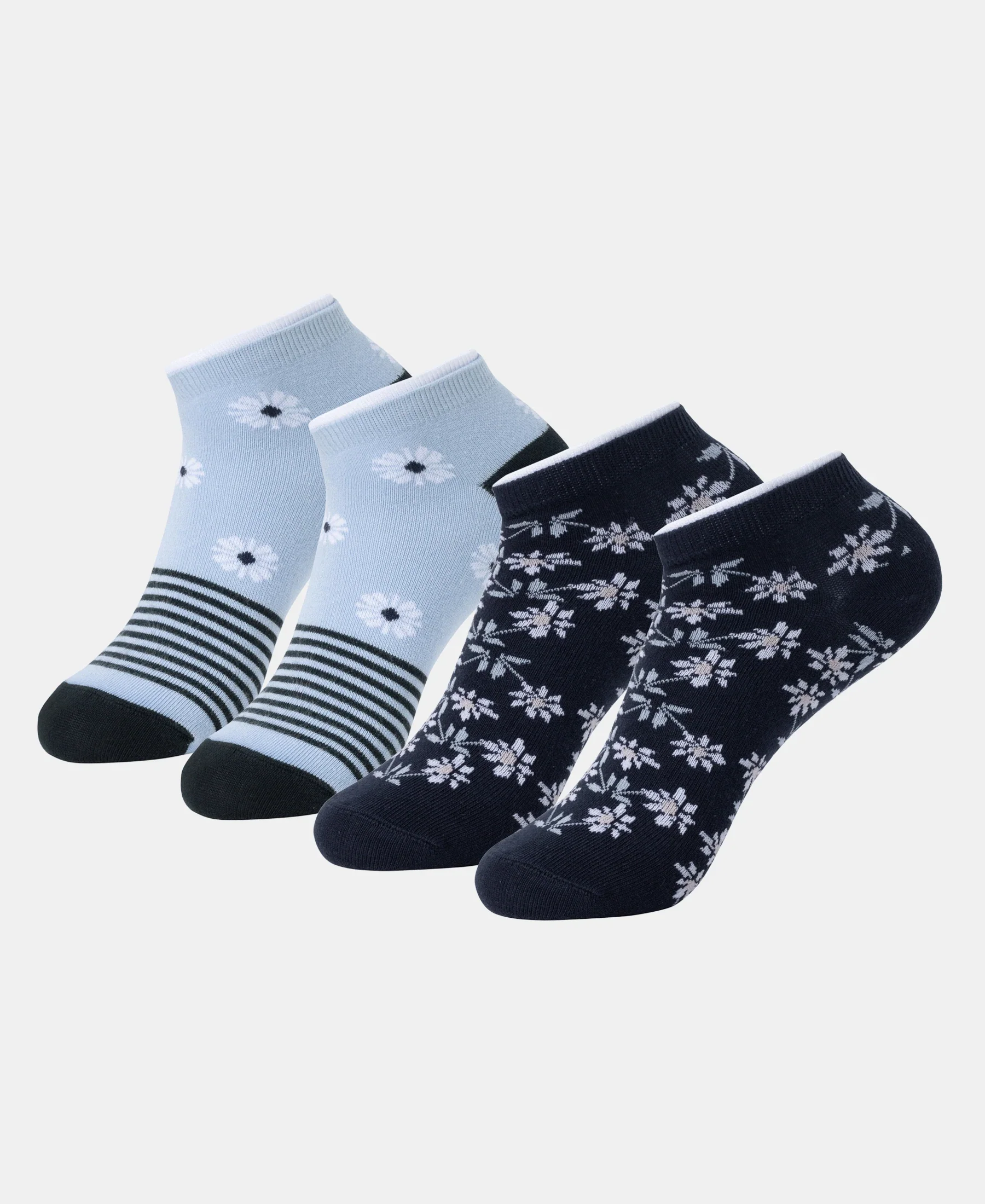 Compact Cotton Stretch Low Show Socks with StayFresh Treatment - Navy & Chambray Blue (Pack of 2) - Image 5