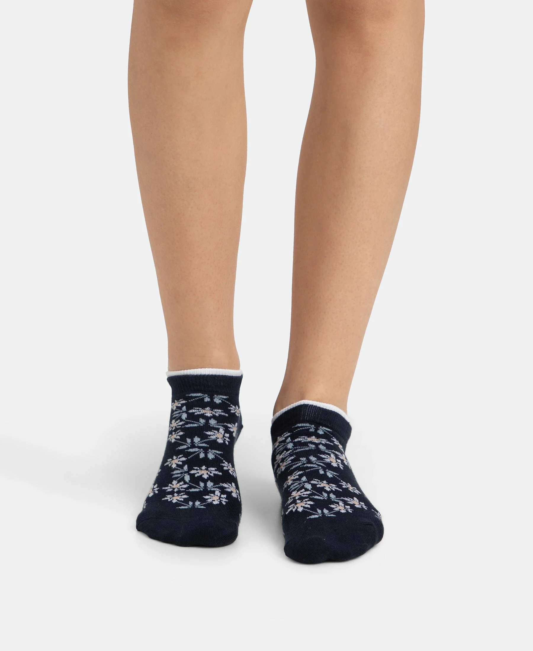 Compact Cotton Stretch Low Show Socks with StayFresh Treatment - Navy & Chambray Blue (Pack of 2) - Image 8