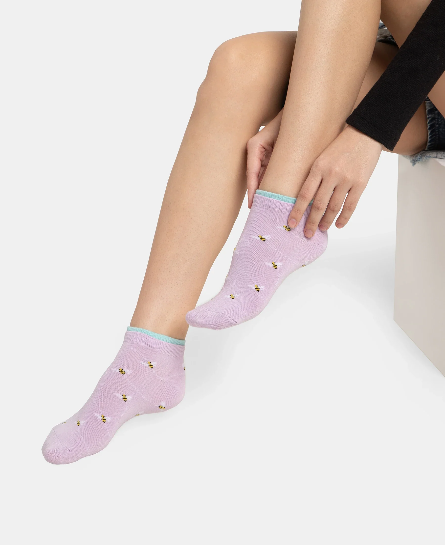 Compact Cotton Stretch Low Show Socks with StayFresh Treatment - Orchid Bloom & Pastel Turquiose (Pack of 2) - Image 12