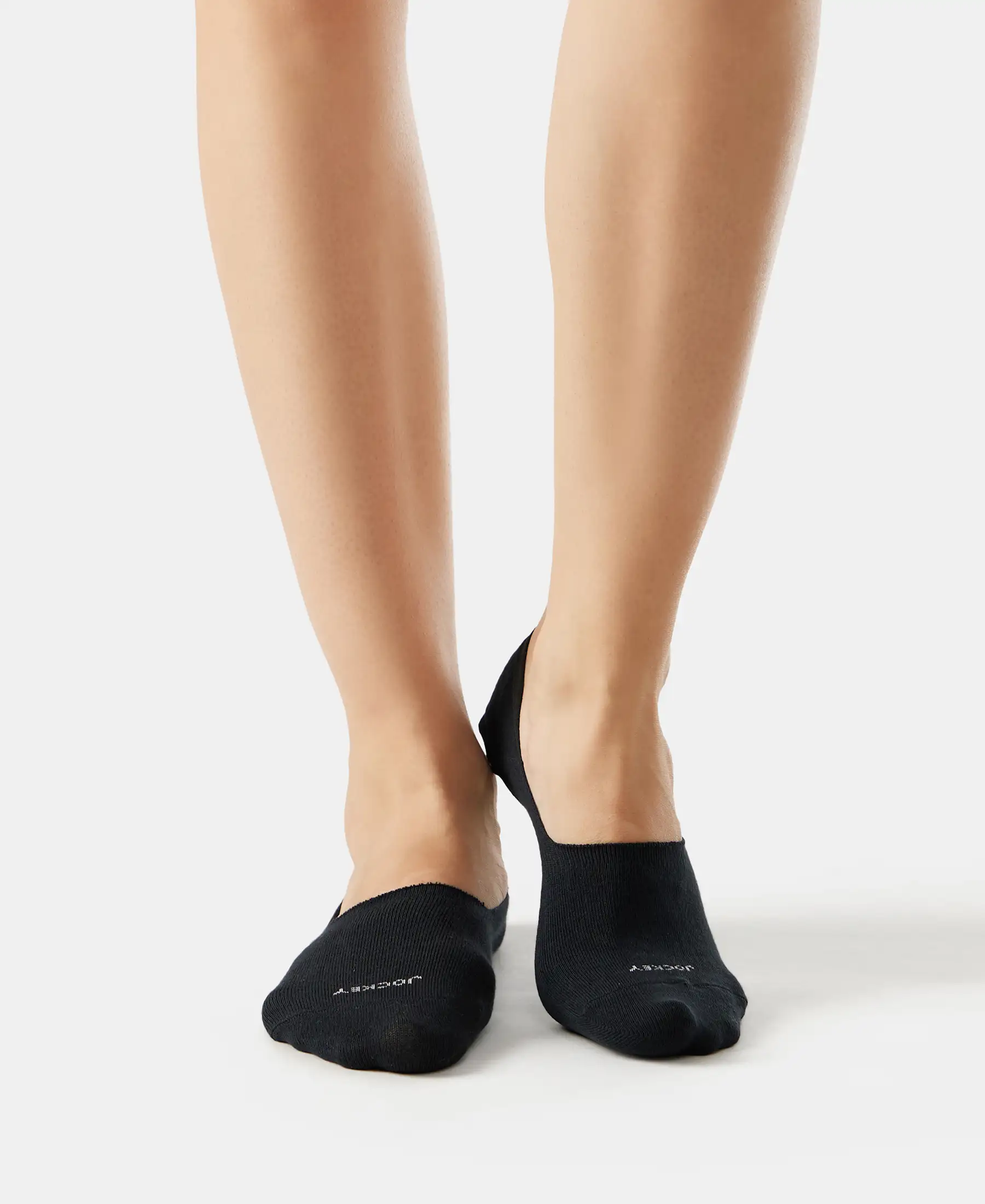 Compact Cotton Stretch No Show Socks with StayFresh Treatment - Black & Grey Melange (Pack of 2) - Image 2