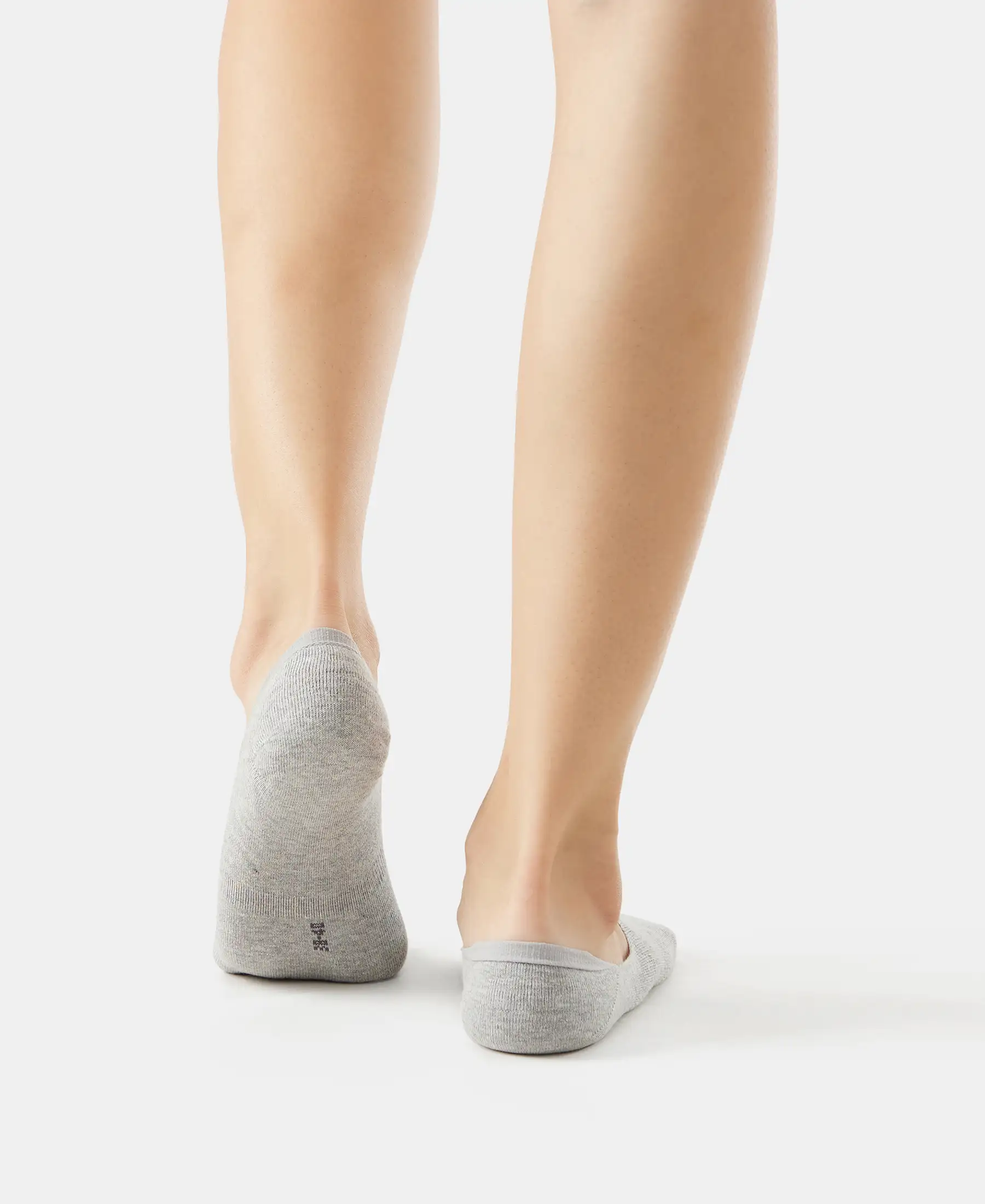 Compact Cotton Stretch No Show Socks with StayFresh Treatment - Black & Grey Melange (Pack of 2) - Image 6
