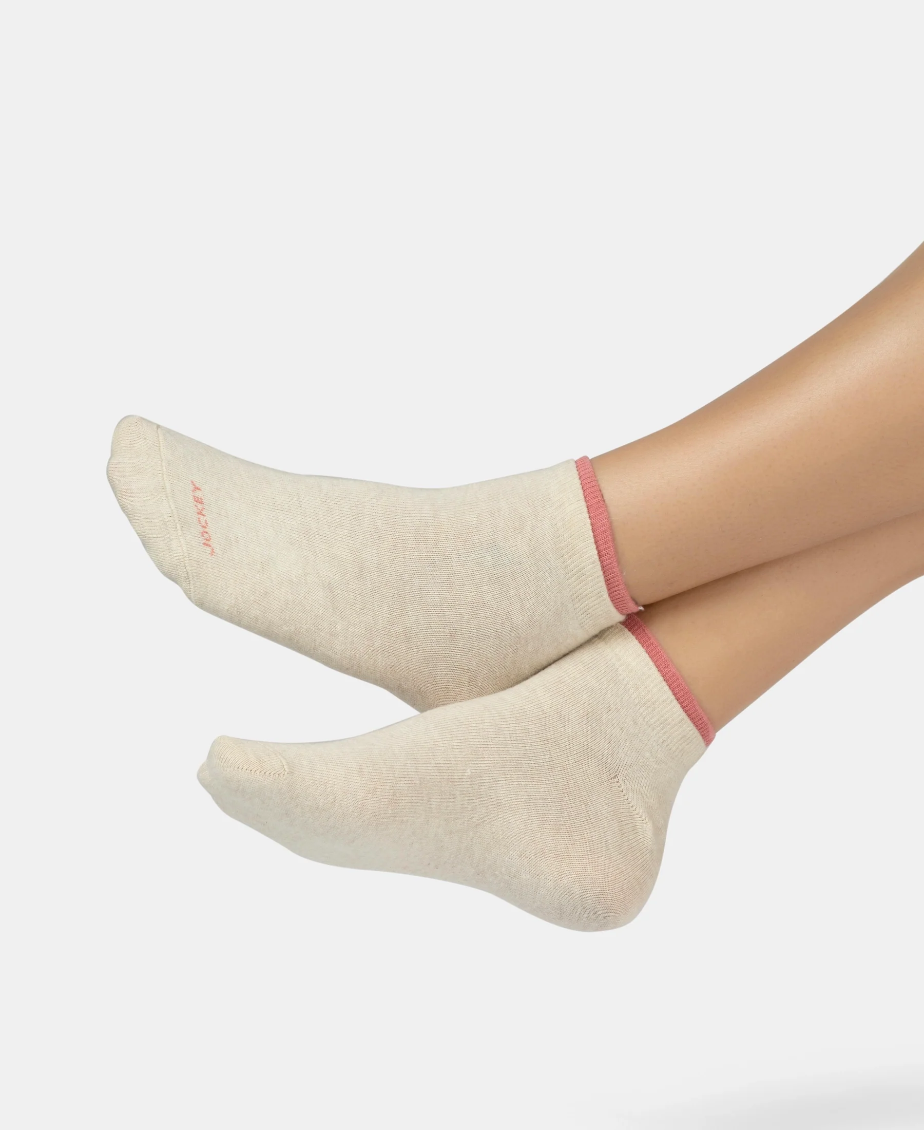 Compact Cotton Stretch Solid Low Show Socks with Stay Fresh Treatment - Oatmeal Melange & Brandied Apricot (Pack of 2) - Image 11